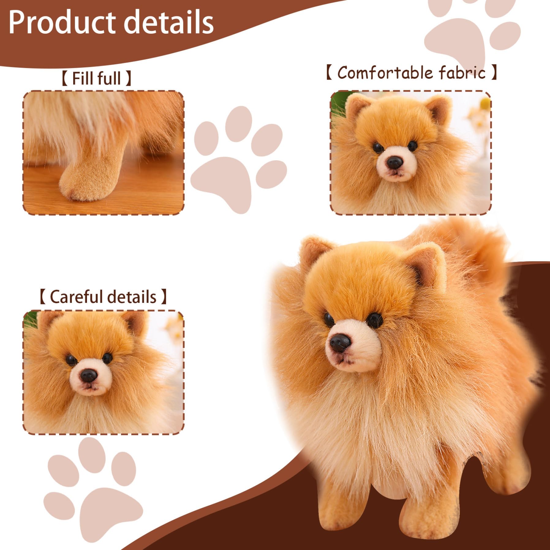 Plucia Phone Pomerania Simulazione Carina Simulazione Pomerania Peluche Peluche Giocattolo per Cani Pomerania pomerana Peluche Peluche Peluche 10x9 Pollici Piena di Peluche Giocattolo per Le Ragazze