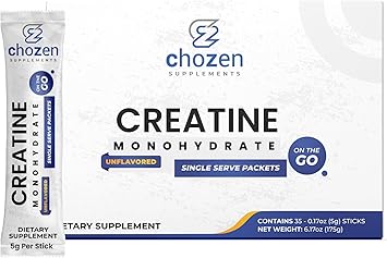 ChoZen Supplements Creatine Monohydrate Powder - 5g 5000mg | Single Serve Packets | 35 Stick Packs | Keto Friendly | Vegan