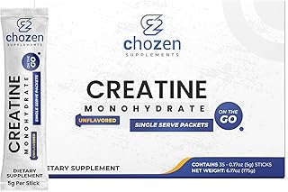 ChoZen Supplements Creatine Monohydrate Powder - 5g (5000mg) | Single Serve Packets | 35 Stick Packs | Keto Friendly | Vegan