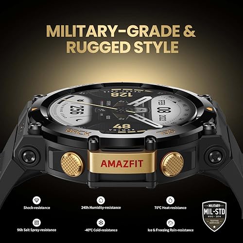 Miniatura 7 de Amazfit T-Rex 2 - Reloj inteligente resistente de 1.850 in, certificado militar, GPS de doble banda, duración de la batería de 24 días, Ember