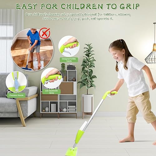 Miniatura 3 de Trapeador para niños, divertido y funcional, juego de juguetes de limpieza para niños, juego de juguetes de limpieza para bricolaje, juguete de