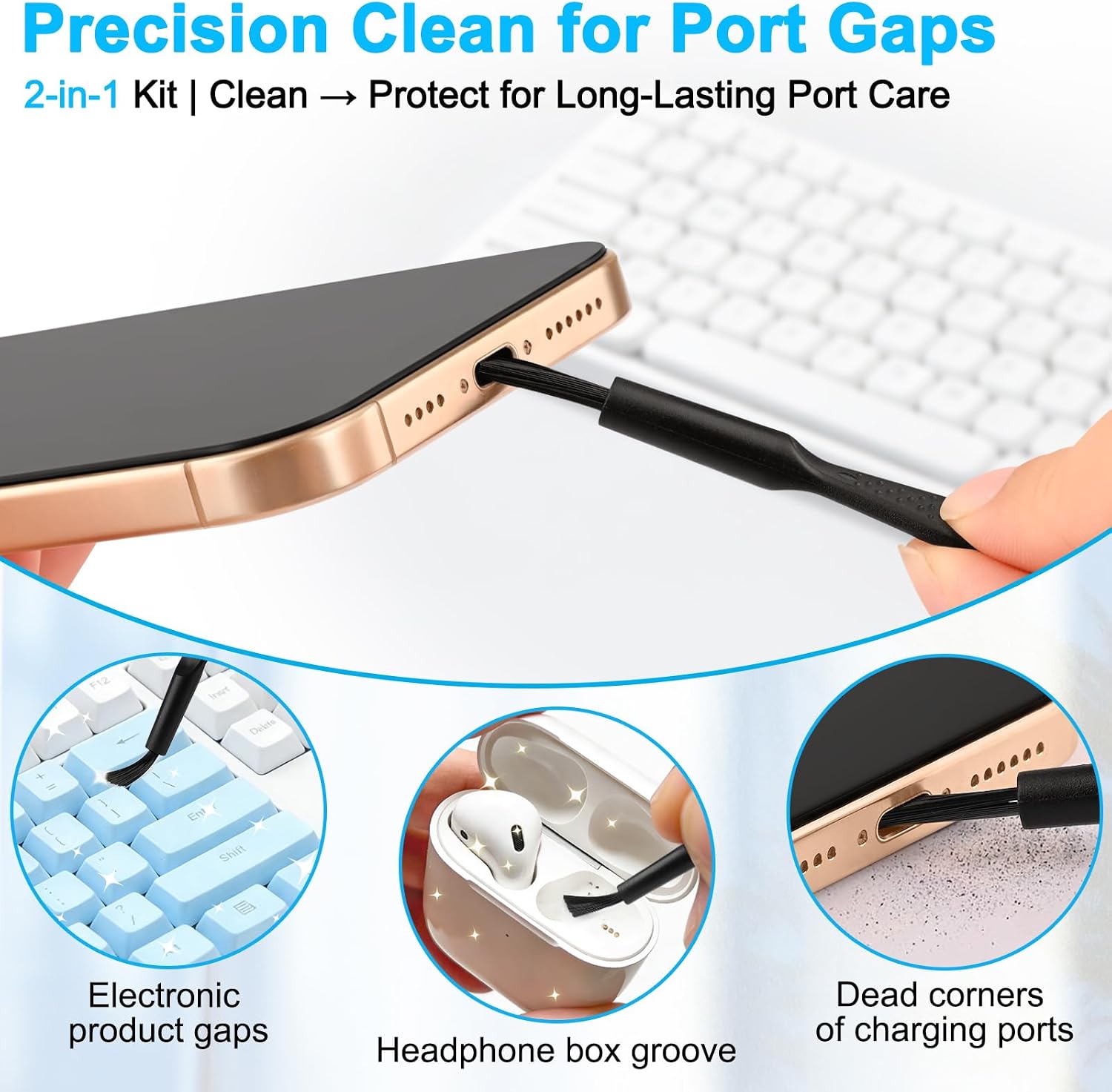 USB C Dust Plug, 20Pcs USB C Port Plug Cover Silicone USB C Cover Type-C Charging Port Protector Cover for iPhone 17/16/15 Series, for Samsung Galaxy S26-S20, All USB C Devices (10Clear/10Black)