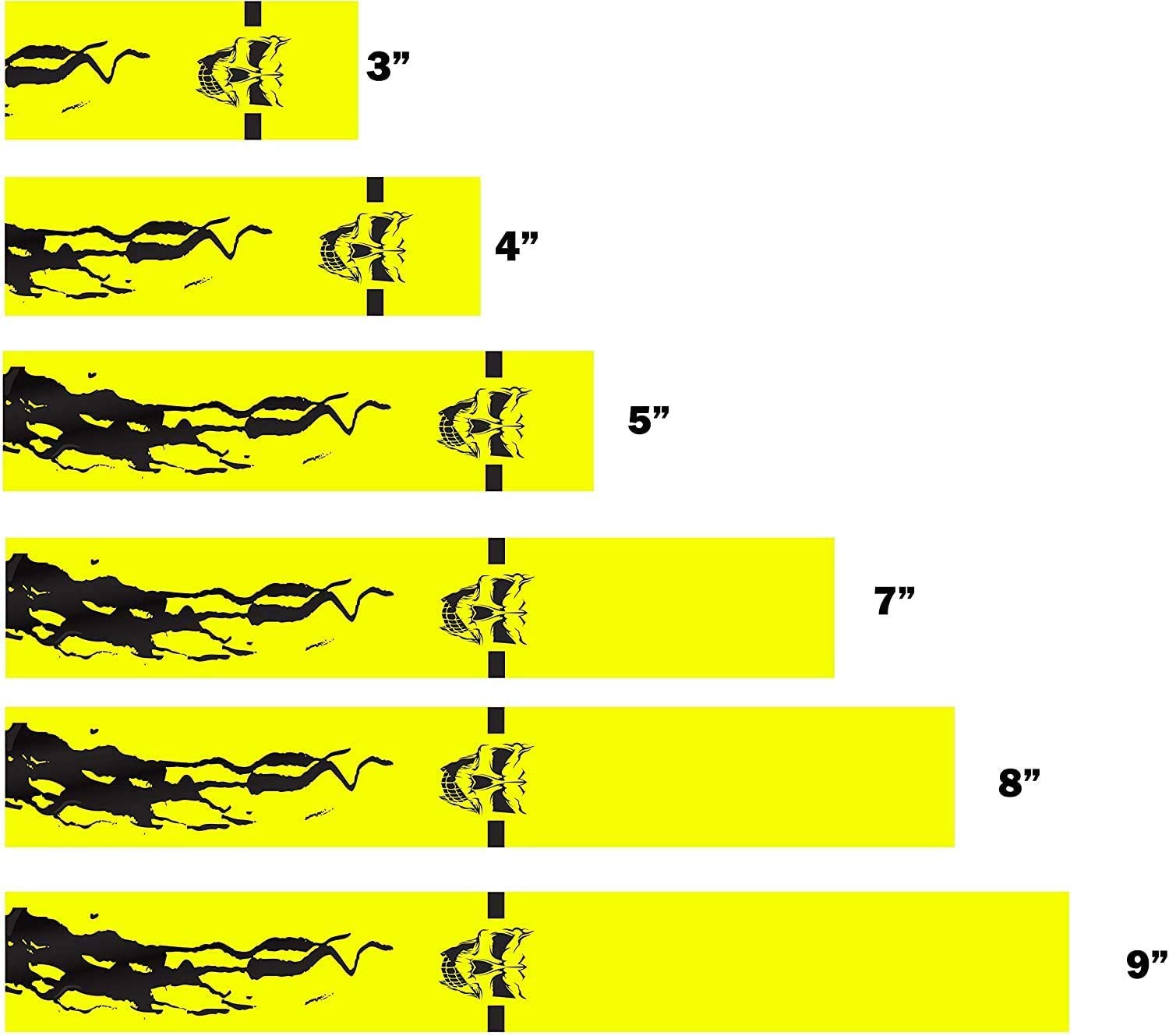 White Water Archery Yellow Fluorescent Neon Blood Trail Skull Arrow Wraps 15pc Pack Choose Length Width (4.75)
