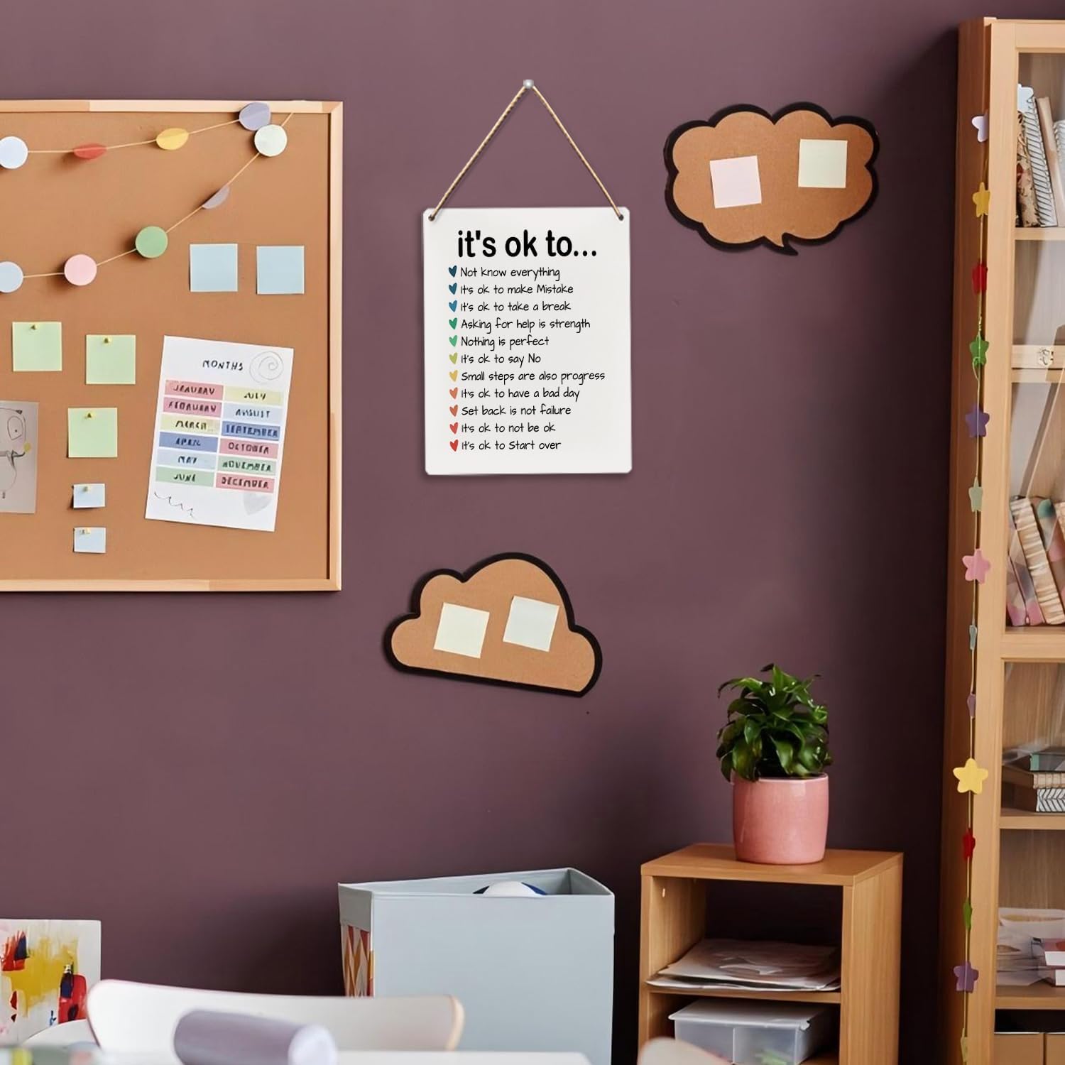 Therapist Therapy Office Wall Decor Sign,Nursery Classroom Mental Health Decor,Inspirational Motivational Therapy Wall Decoration Sign for Kids Room Bderoom,It's Okay to Art Decoration,8x10 Inch - Image 4