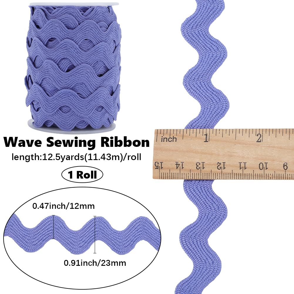 GORGECRAFT 12.5 Yards Rick Rack Trim 13mm Sewing Ric Rac Zig Zag Polyester Wavy Ribbon Slate Blue Rickrack S Shaped Lace Ribbon Woven Braided Fabric with Spool for DIY Crafts Christmas - Image 2
