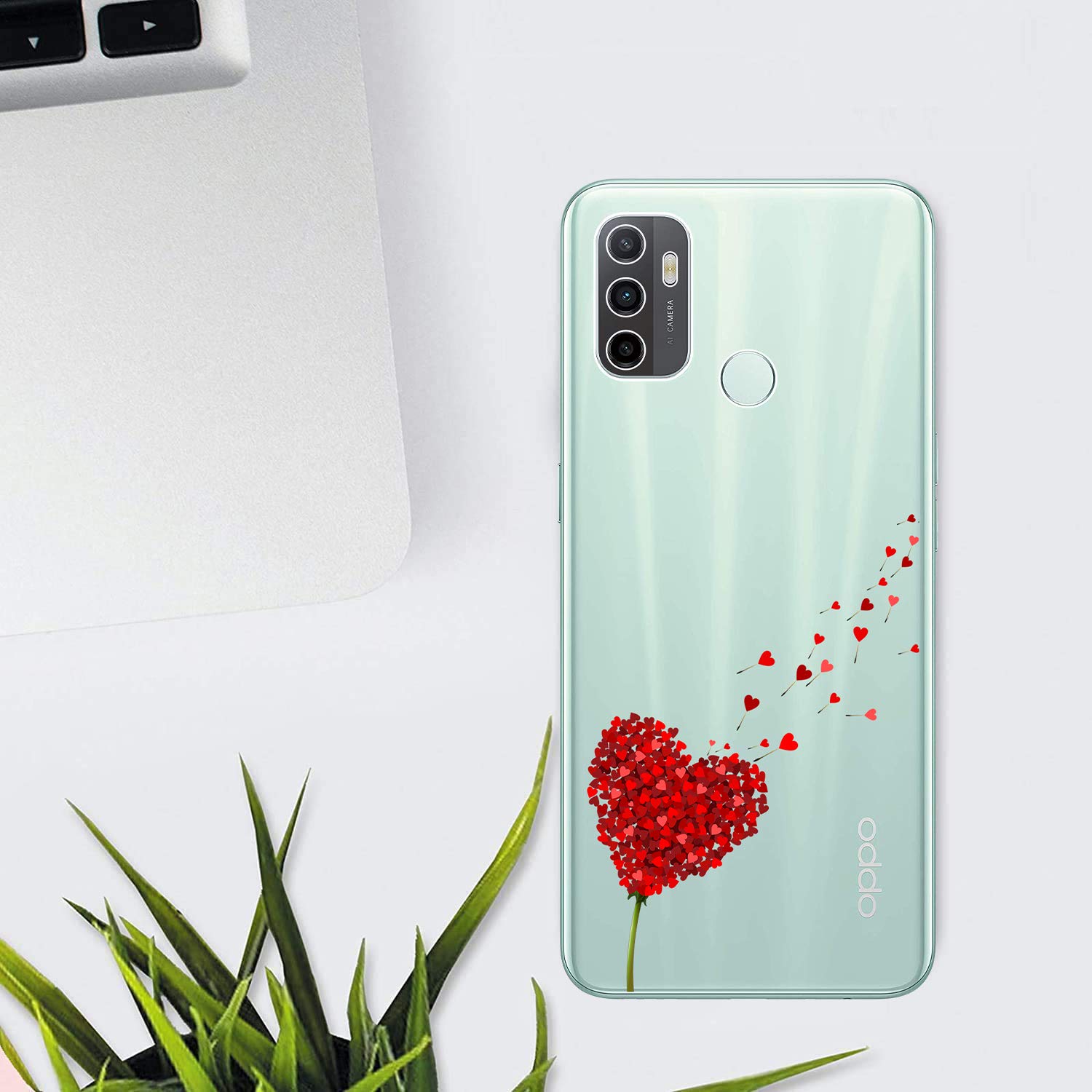 Custodia Per Oppo A53 / A53s / A32 Con Fantasia Farfalle & Rose, Silicone Morbido Trasparente + Stilo In Omaggio