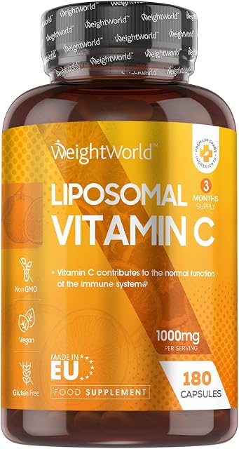 Liposomal Vitamin C Capsules 1000mg - 180 Vegan Capsules (3 Month Supply) - High Strength Ascorbic Acid with Rosehip Extract - Lypospheric Vitamin C - Antioxidant Supplement  Non-GMO - Made in EU