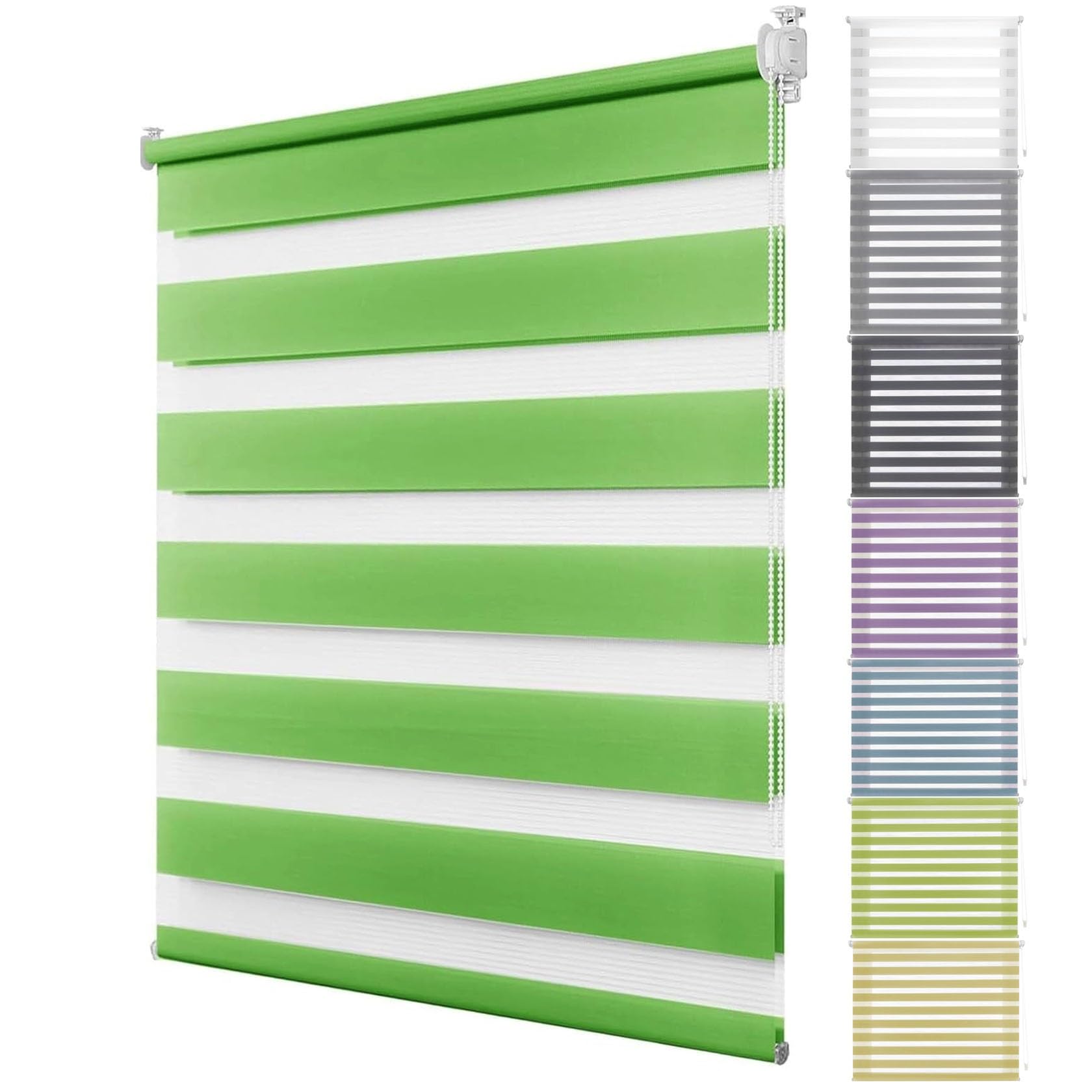 Zebra Roller Blinds 40 x 240 cm Thermal Insulated,UV Protection, Natural Blackout Roller Blind Easy Fit Fittings Included for Bedroom, Green — image 1