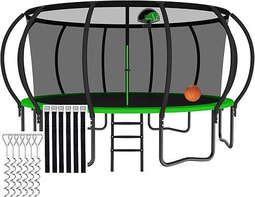 Tranpoline - Tranpoline de 1500 libras 8 10 12 14 15 16 pies Tranpoline para niños y adultos Tranpoline con red de recinto, estacas de viento, aro