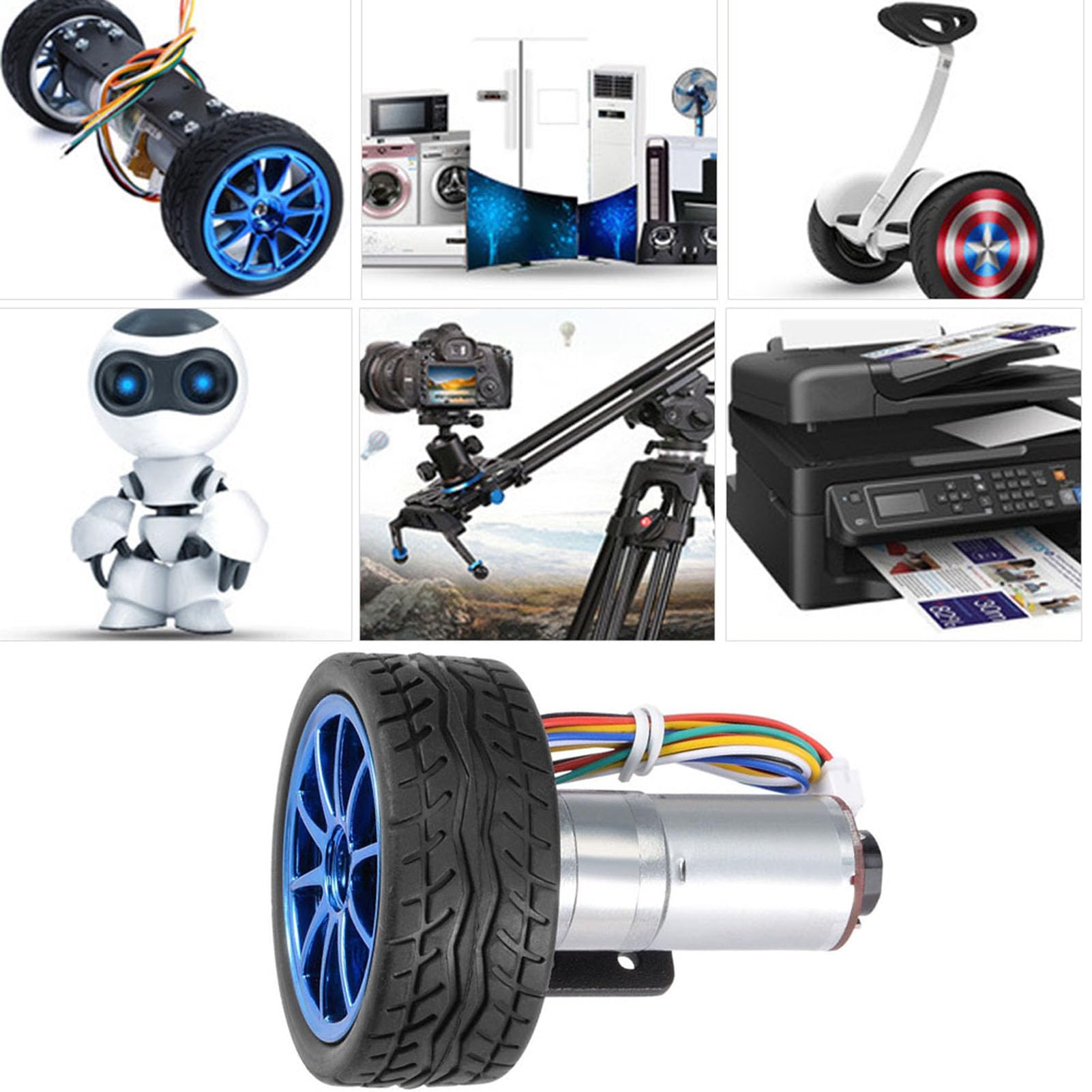 Kit de Moteur à Engrenages Encodeur DC 6V, 2 Pièces, Roue de 65mm, Micro Moteur de Réduction de Vitesse, Mini Moteur pour Voiture Intelligente, Modèle de Robot 100 Tr/min