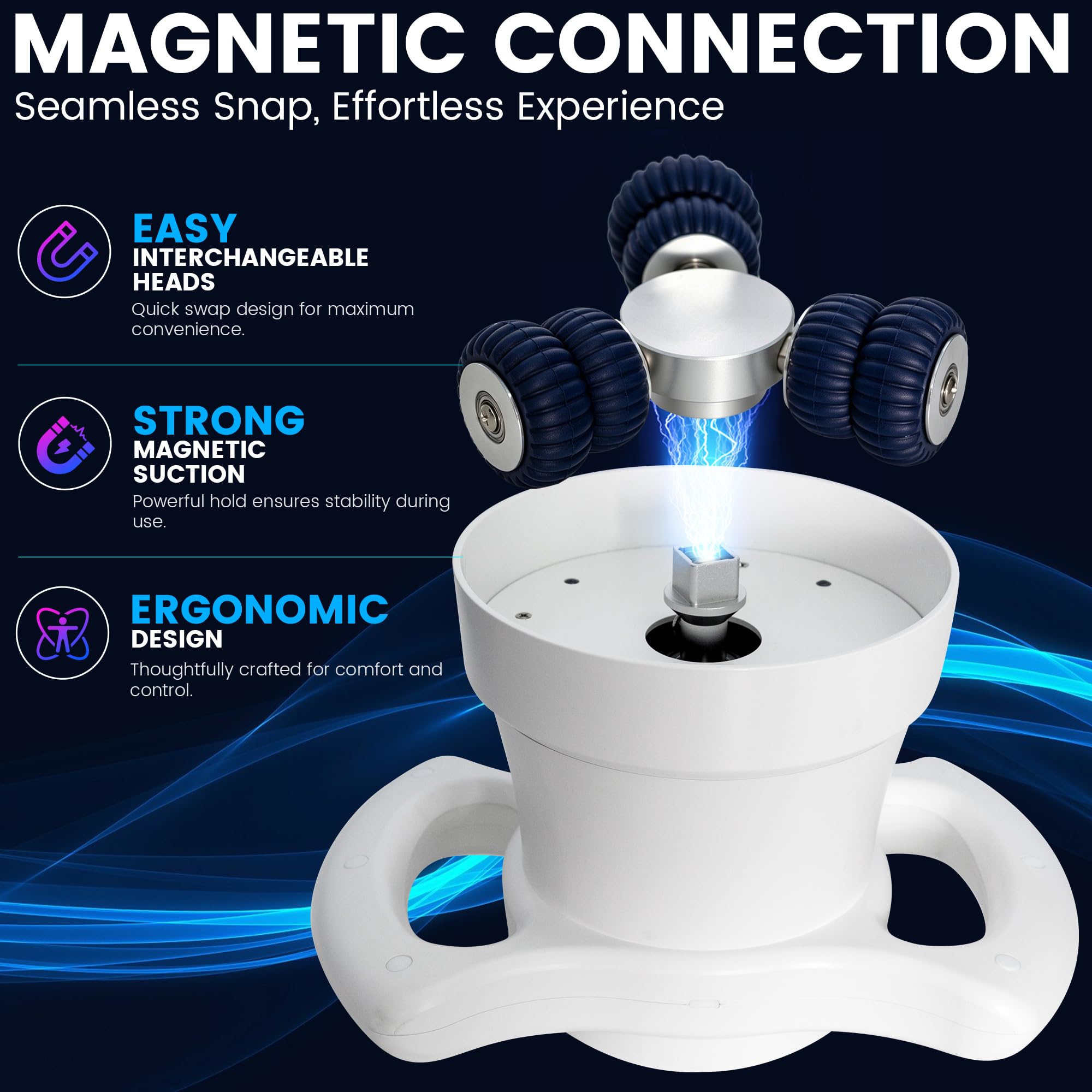 3 in 1 - Rullo massaggiante professionale per il corpo, dispositivo da scrivania per modellare il corpo con manici grandi, medi e piccoli, copertura della luce rossa, ruota a rullo a 360°, touch