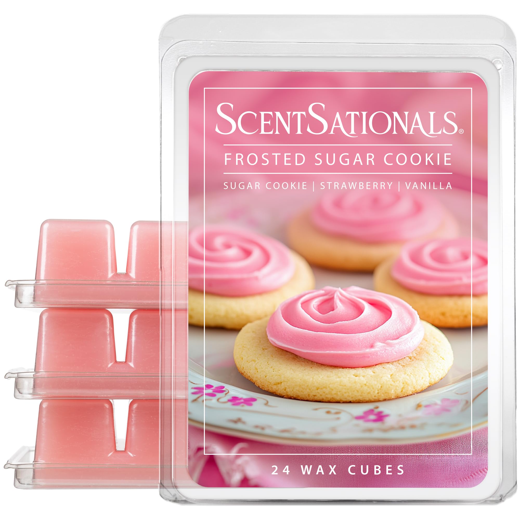 Scentsationals Wax Melts, Wax Cubes Strong Scent - Bakery Collection 2 Frosted Sugar Cookie - Long Lasting Scented Wax Melts for Warmer, 10oz (24-Cubes)
