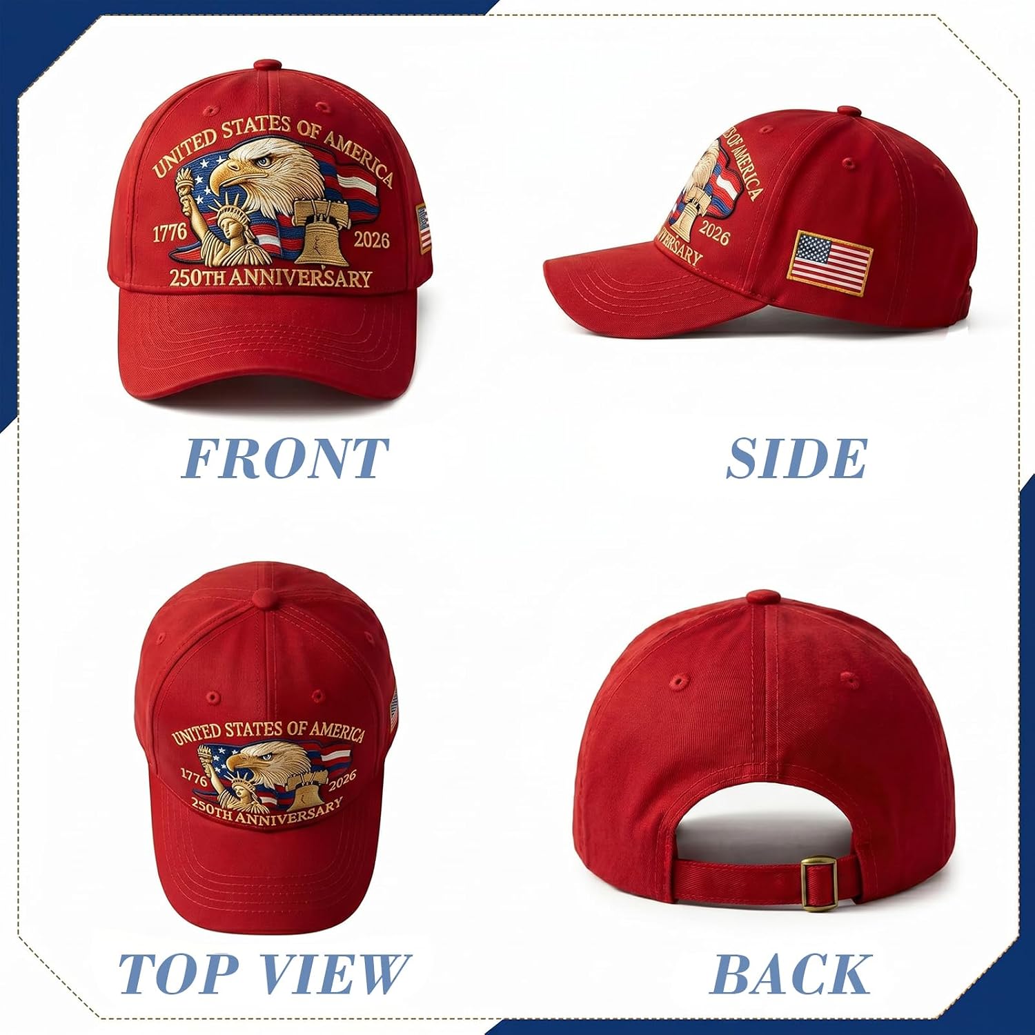 250th Anniversary USA Hat 4 of July Gift for Man Dad Grandpa United States 250 Anniversary Hat 1776-2026 Year Baseball Caps