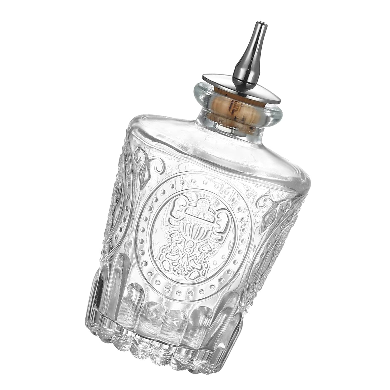 hogtnd Premium Engraved Glass Mixing Bottle with Secure Cap, Liquor Container, Ideal for Bartender and Storage, Decorative Club Pourer for Drinks