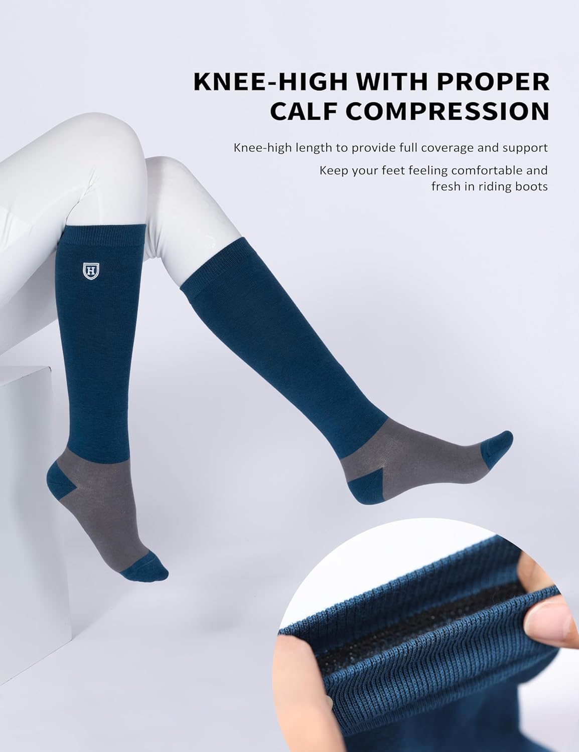 Harrison Howard 3 Pairs Premium Quality Equestrian Riding Socks for Horse Riding &Tall Boot Knee High Socks for Women - Image 2