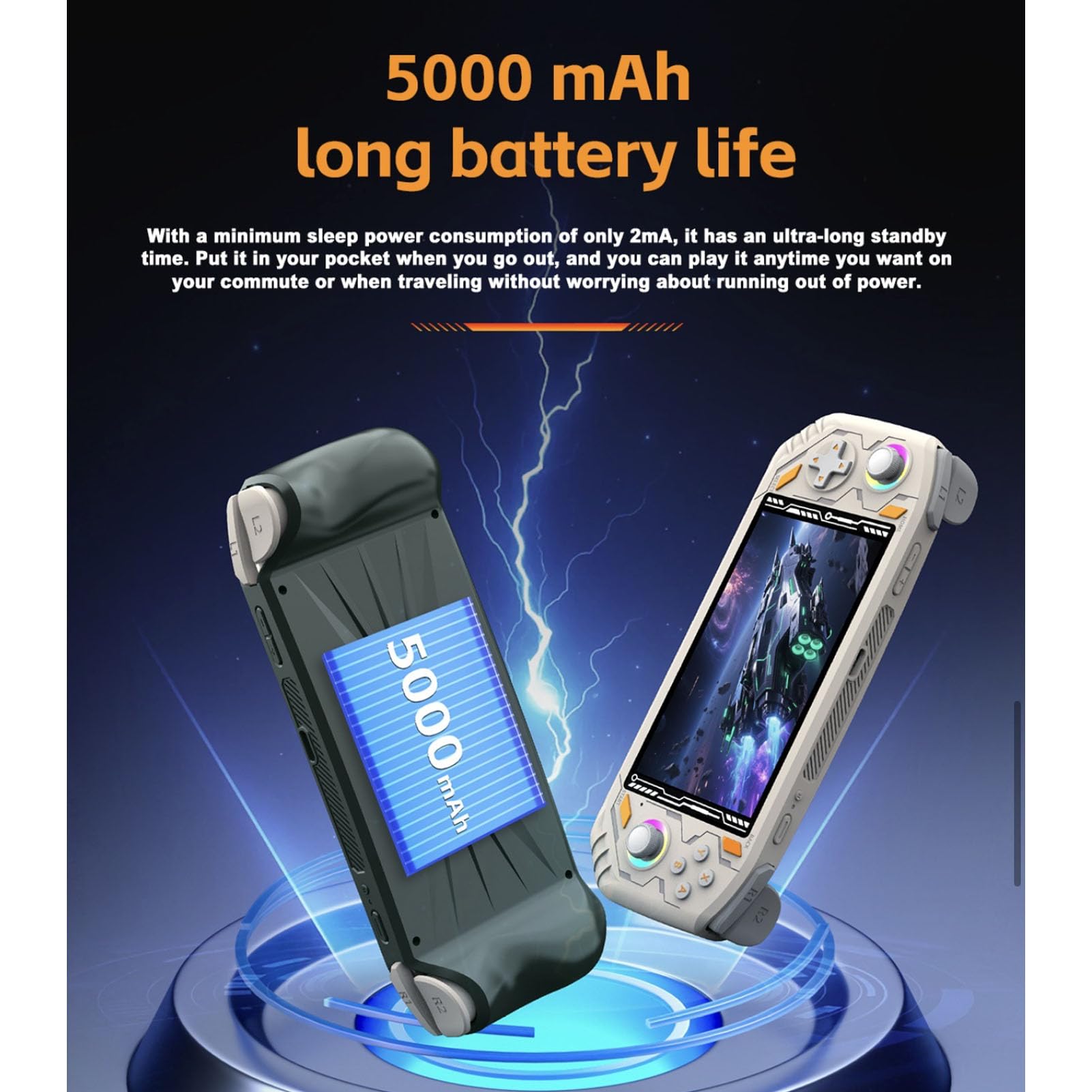 Handheld-Spielekonsole, Tragbarer Gaming-Player mit 5,5-Zoll-Bildschirm, RK3562 Quad-Core-Chip und HD-Multimedia-Schnittstelle, für Gaming-Enthusiasten (Beige)