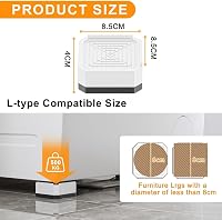 DEWEL 4 db Mosógép Láb Fehér Bútor Emelő Párnák 4 cm Hűtőhöz Ágyhoz - 4cm hoch, White 2