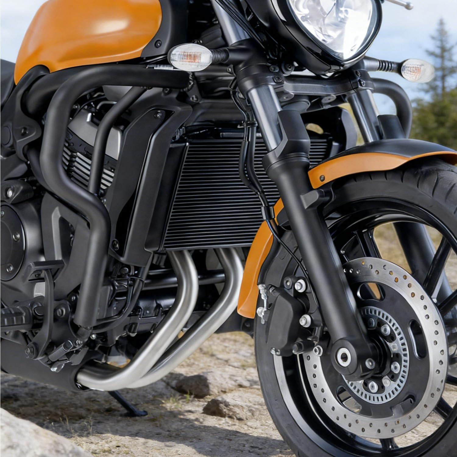 CHIFUN Barras de Choque de Carretera de 1.25 Pulgadas de Repuesto de Acero Grueso para Kawasaki Vulcan S 650 VN650 EN650 2015-2022, Barras de protección de Marco de Motocicleta Negras