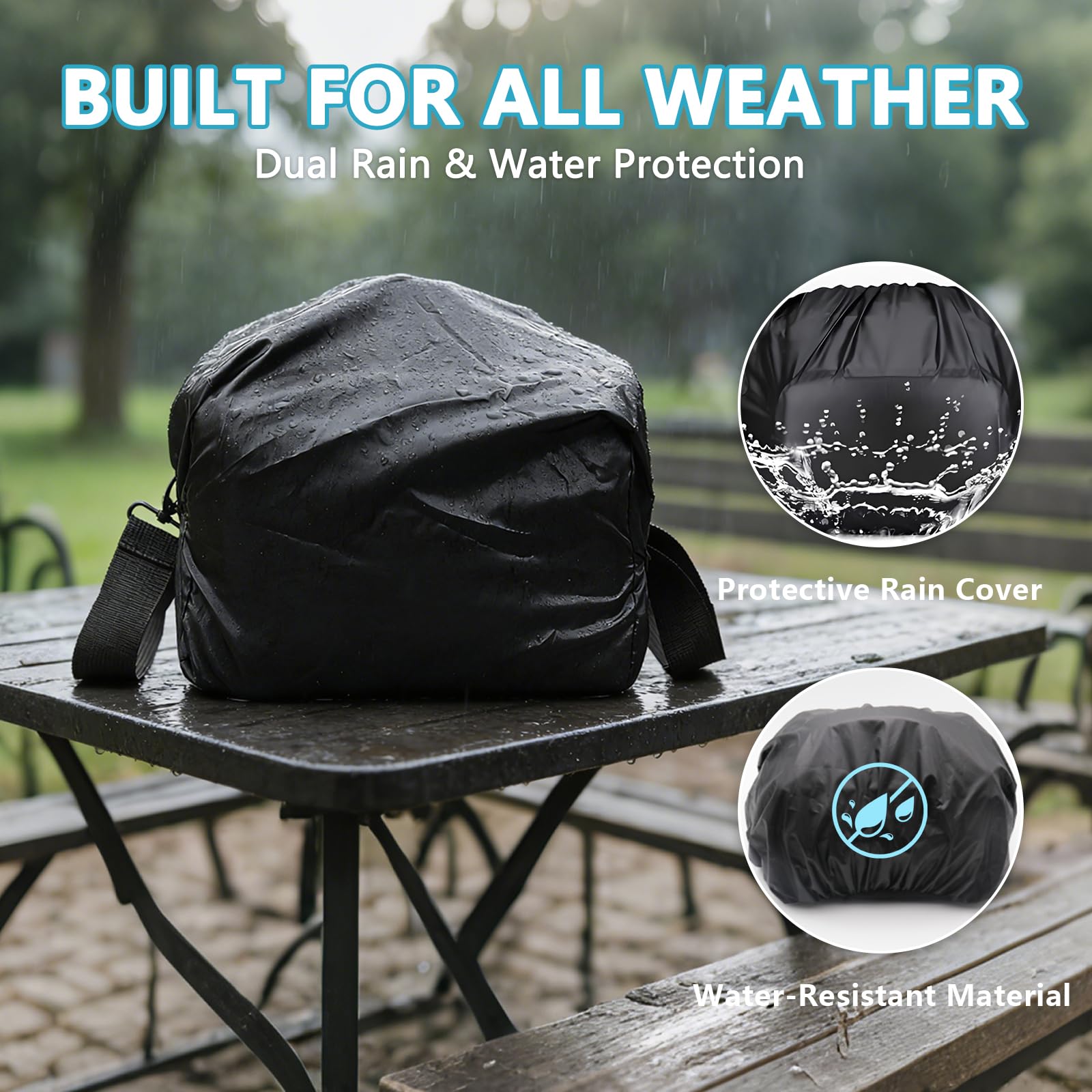 Bolsa para Cámara Réflex DSLR y Mirrorless, Bolso Fotográfico Bandolera con Divisores Ajustables, Funda Acolchada Impermeable, Correa Regulable, Negro