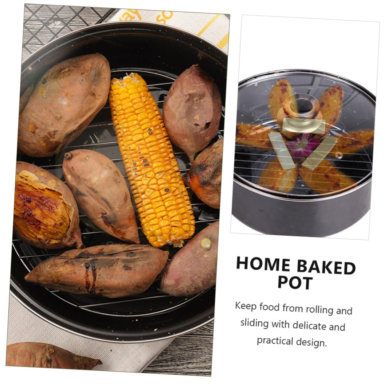 VINTORKY Electric Hotpot Pot for Diced Sweet Potatoes Roasted Chicken Wings Corn Container Even Cooking Kitchen Supply