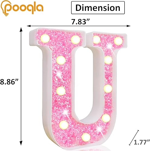 Miniatura 119 de Pooqla - Luz de números con iluminación LED rosa, funciona con pilas, con brillantina, para decoración de fiestas de cumpleaños y hogar Blanco cálido