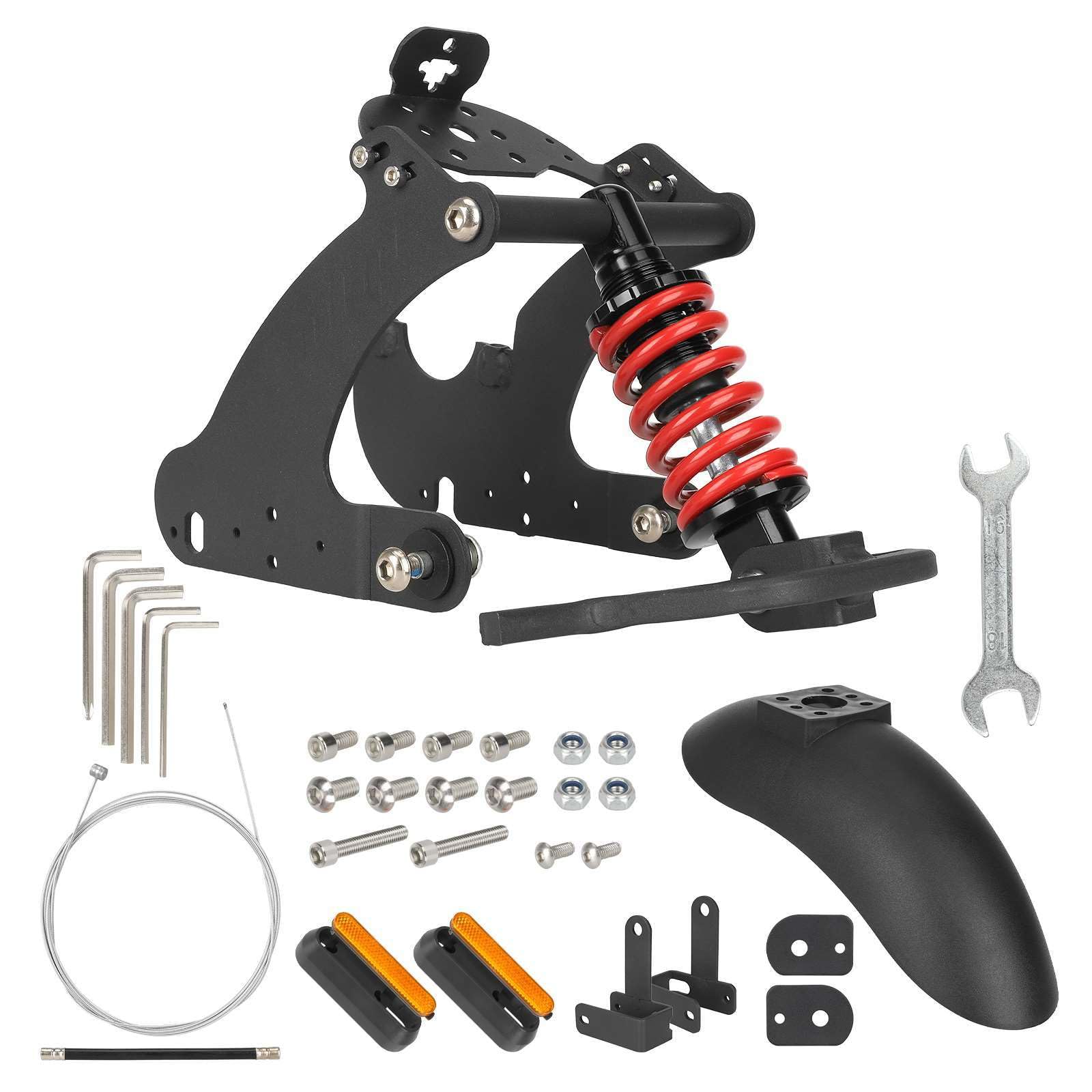 Amortisseur à ressort arrière avec garde - boue Accessoires Applicable à Niu kqi2 kqi3 trottinette électrique modification (Rouge)