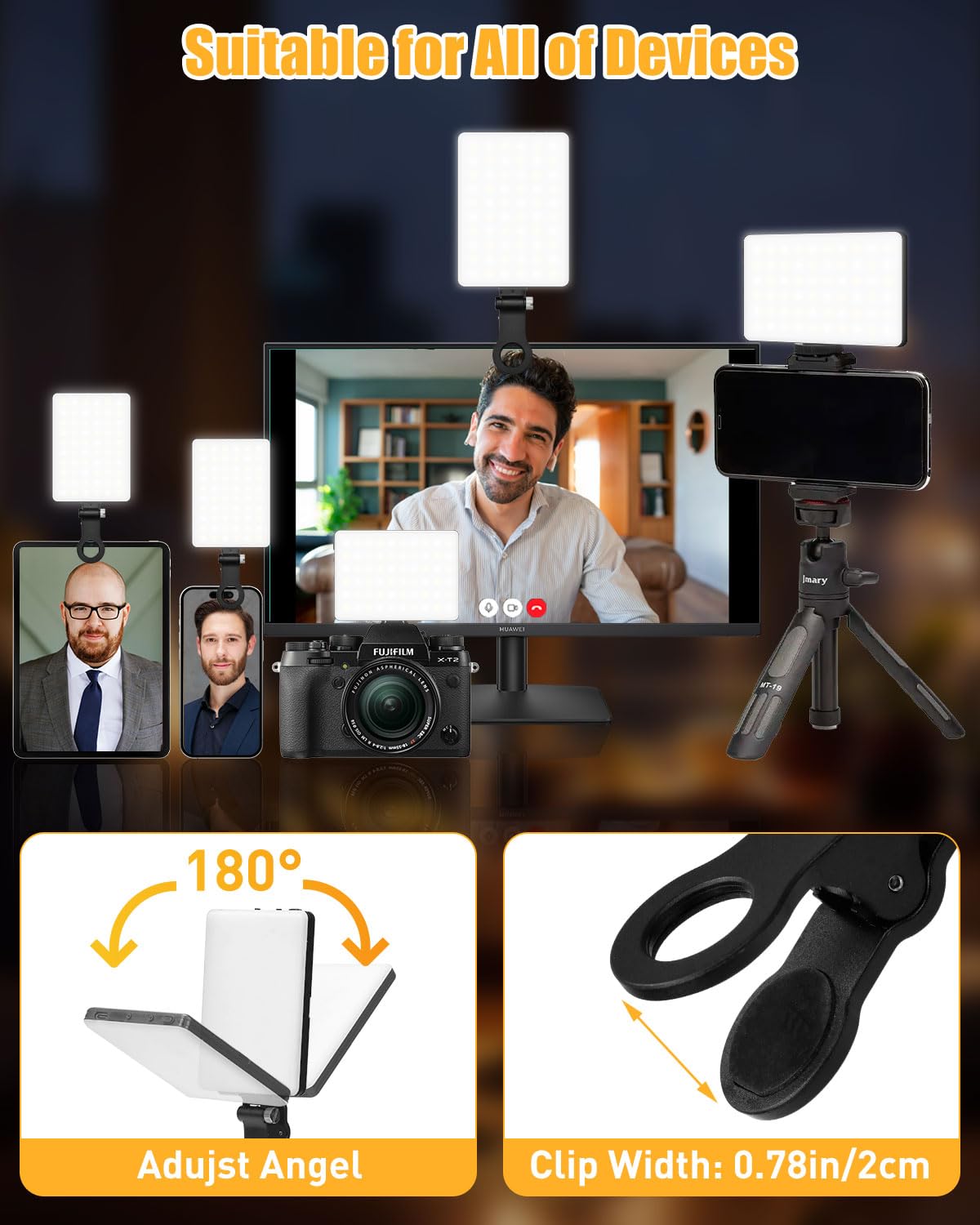 156 LED Selfie Luce Telefono Cellulare Dimmerabile Luce 2500-9000K CRI 95 + 5000mAh Luce video professionale con filtro colore e custodia in silicone, lampada fotografica per telefono/computer
