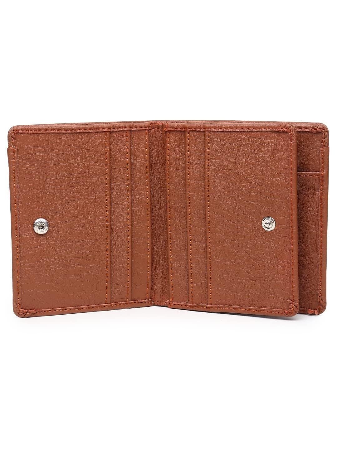 Bifold Wallet for Women, Beige, Faux Leather, Multiple Card Slots, Snap Closure (Tan)-image-17