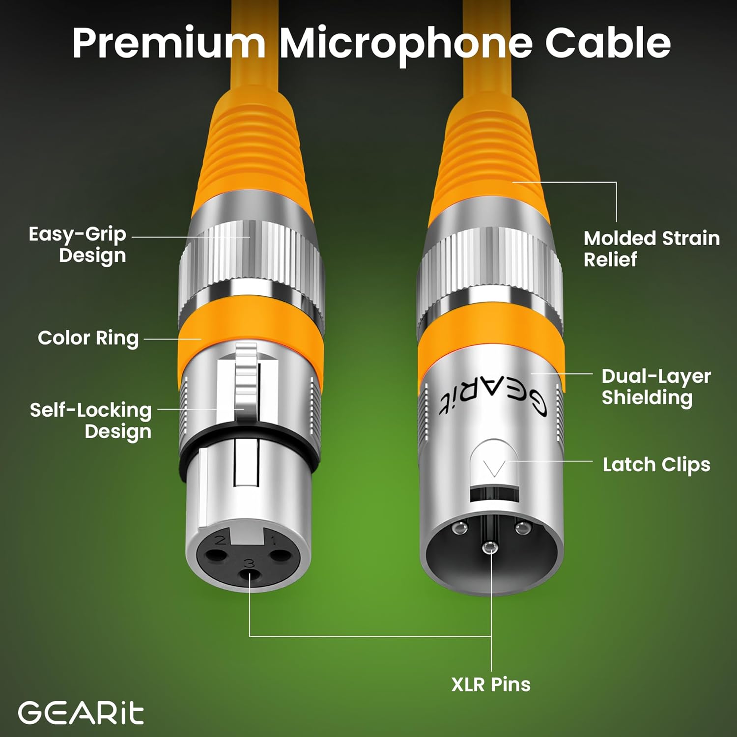 GearIT XLR to XLR Microphone Cable (20 Feet, 6 Pack) XLR Male to Female Mic Cable 3-Pin Balanced Shielded XLR Cable for Mic Mixer, Recording Studio, Podcast - Multi Colored, 20Ft, 6 Pack