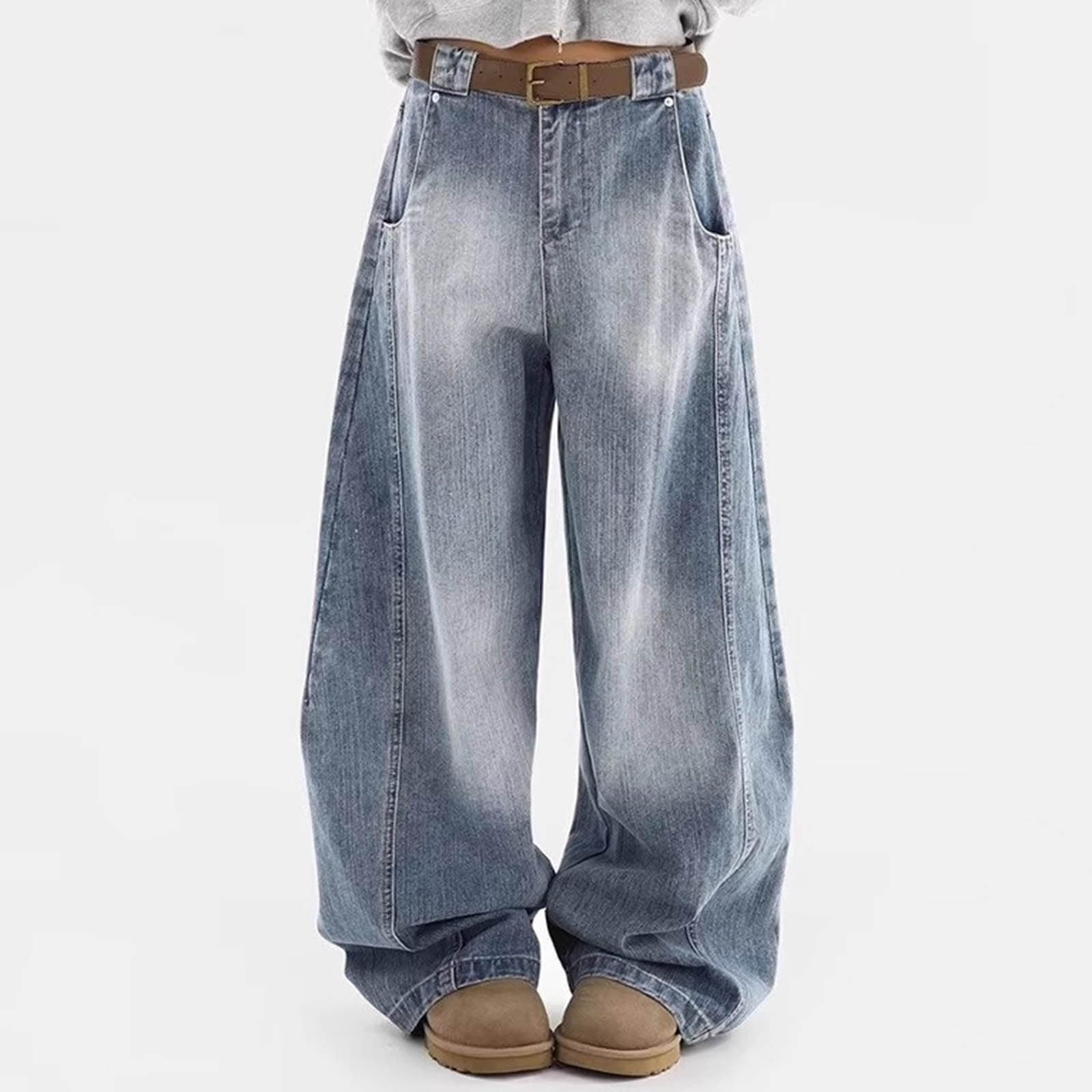 Jeans Damen Baggy Y2K, Jeanshose Oversize Retro Boyfriend Damenjeans