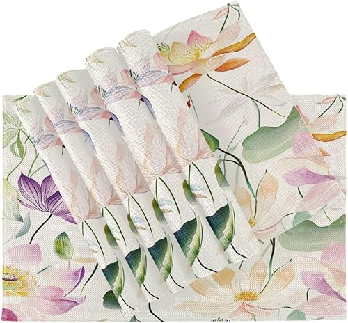 Miniatura 4 de Personalizado Bangladesh Water Lily Belleza Flores Configuración de mesa para mesa de comedor Decoración Cena Impermeable Manteles individuales