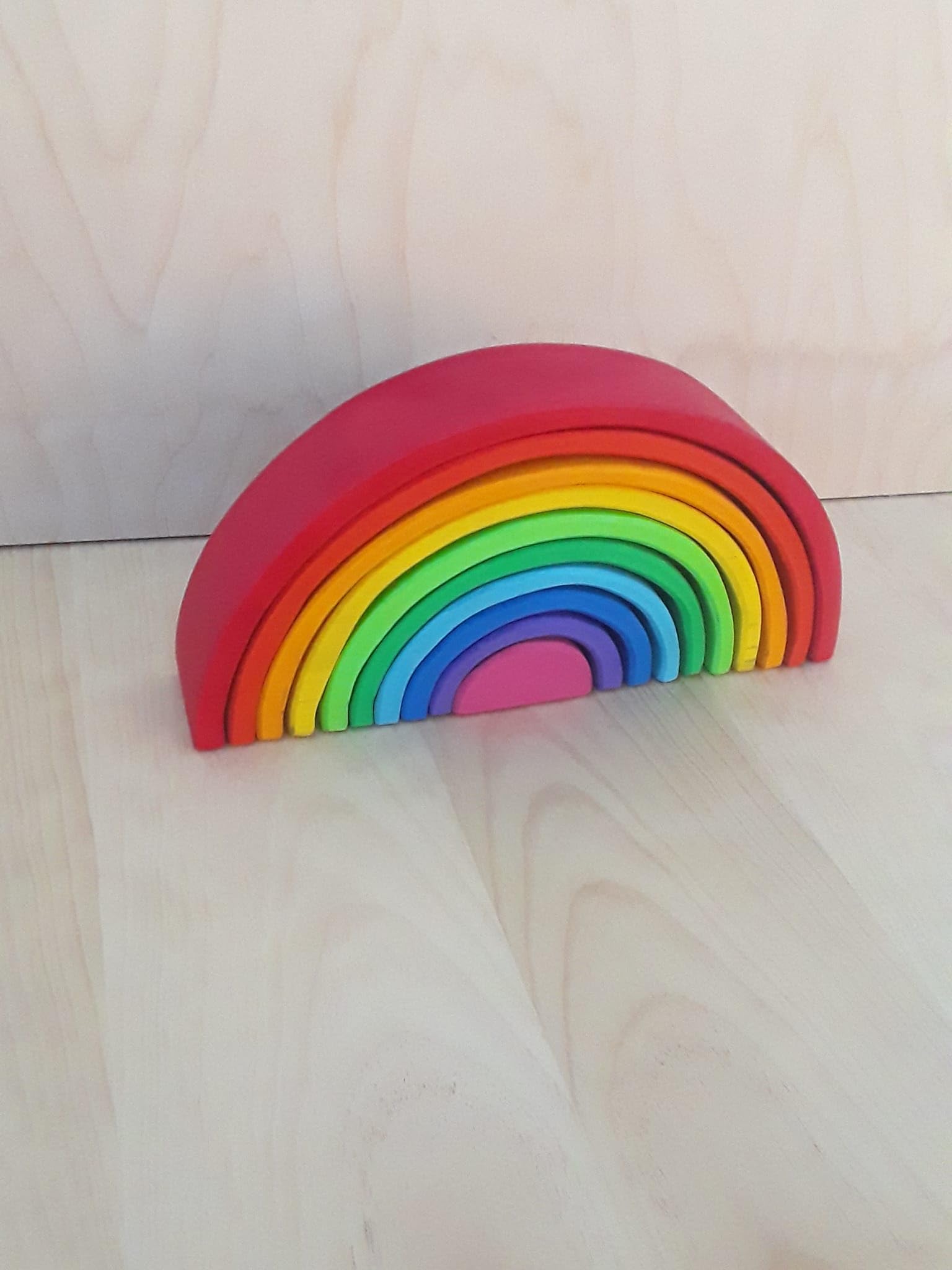 arcoiris waldorf madera, arcos apilables color arcoirís (10 piezas color)