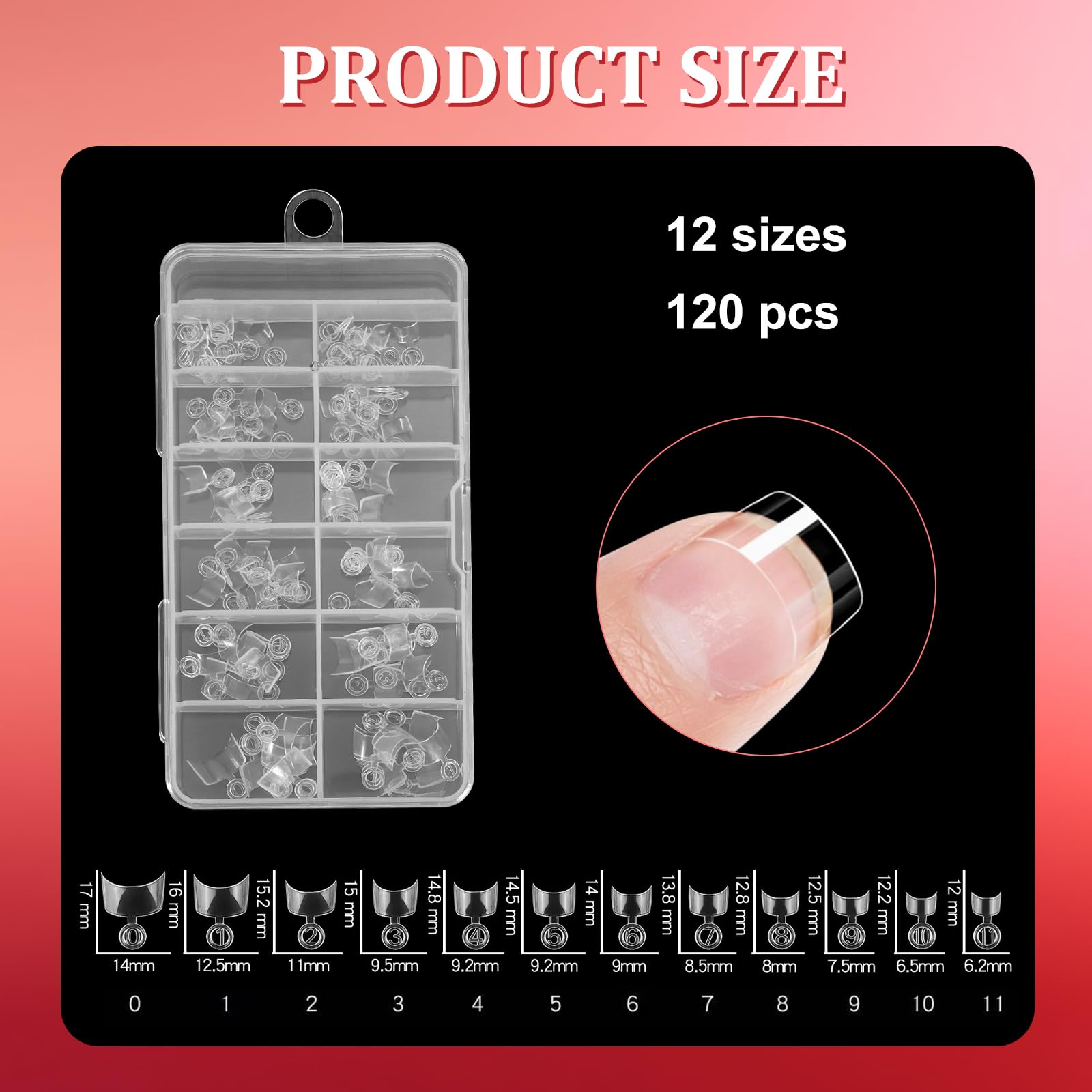 360Pcs Short Almond Gel x Nail Tips Half Cover, 12 Sizes French False Nails Tip Extensions - Image 4