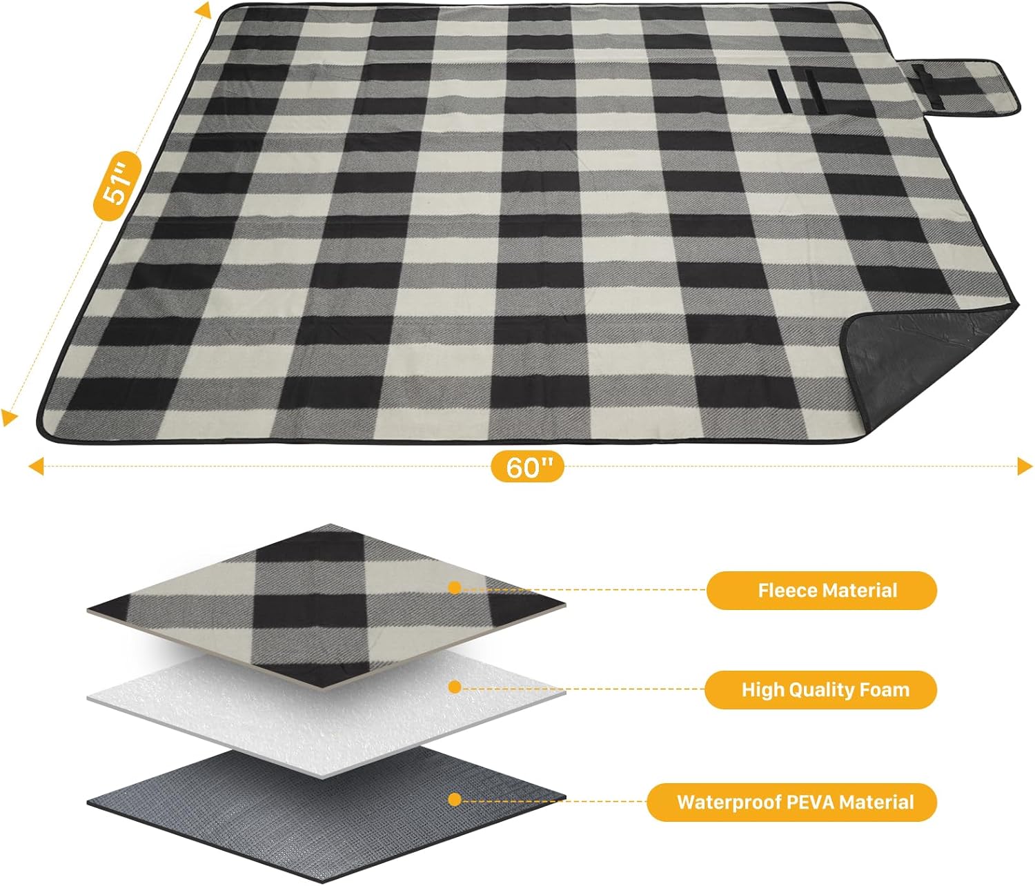 Picnic Backpack for 4, Picnic Basket Set, Leakproof Picnic Bag, Beach Cooler Backpack with Insulated Cooler Wine Pouch,Picnic Blanket, Double Deck Picnic Backpack for Beach,Camping,Park (Brown)