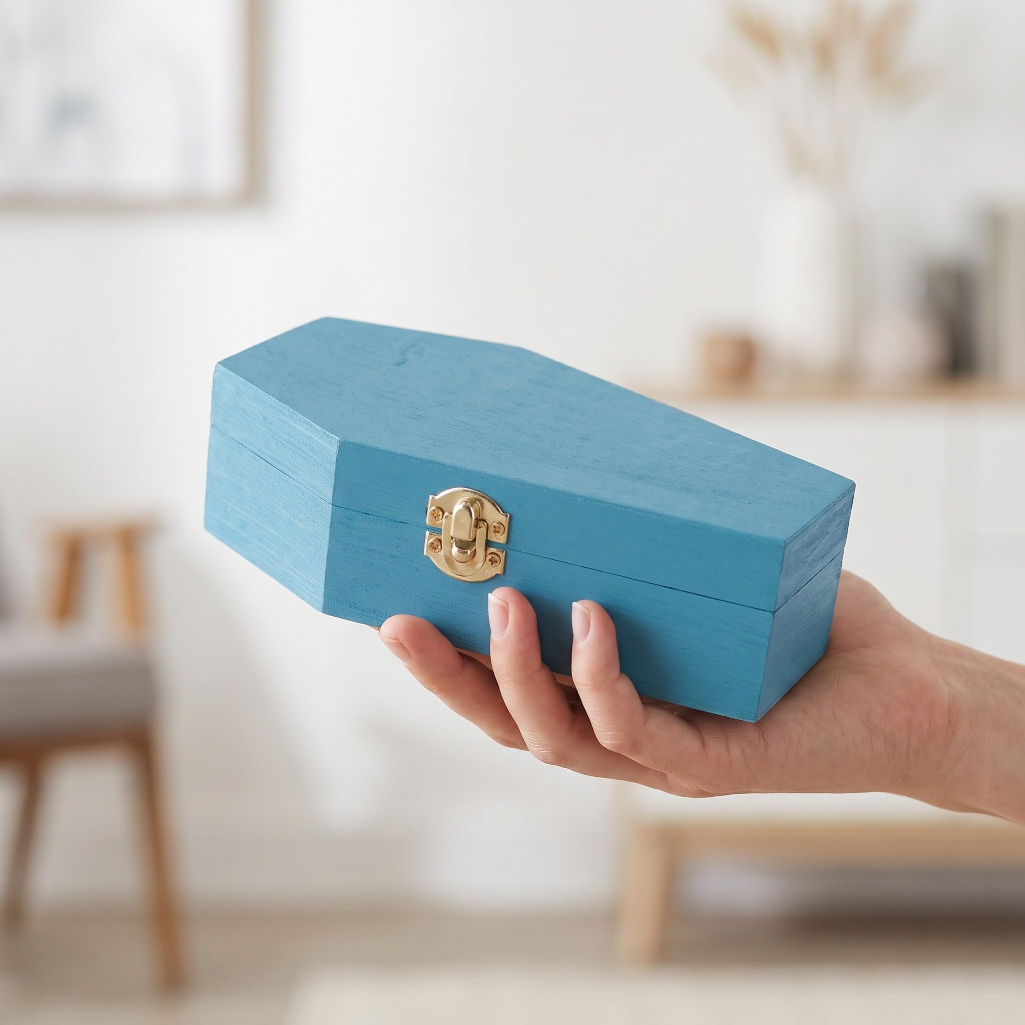 POPETPOP 2 joyeros de madera con forma de ataúd, contenedor de dulces de