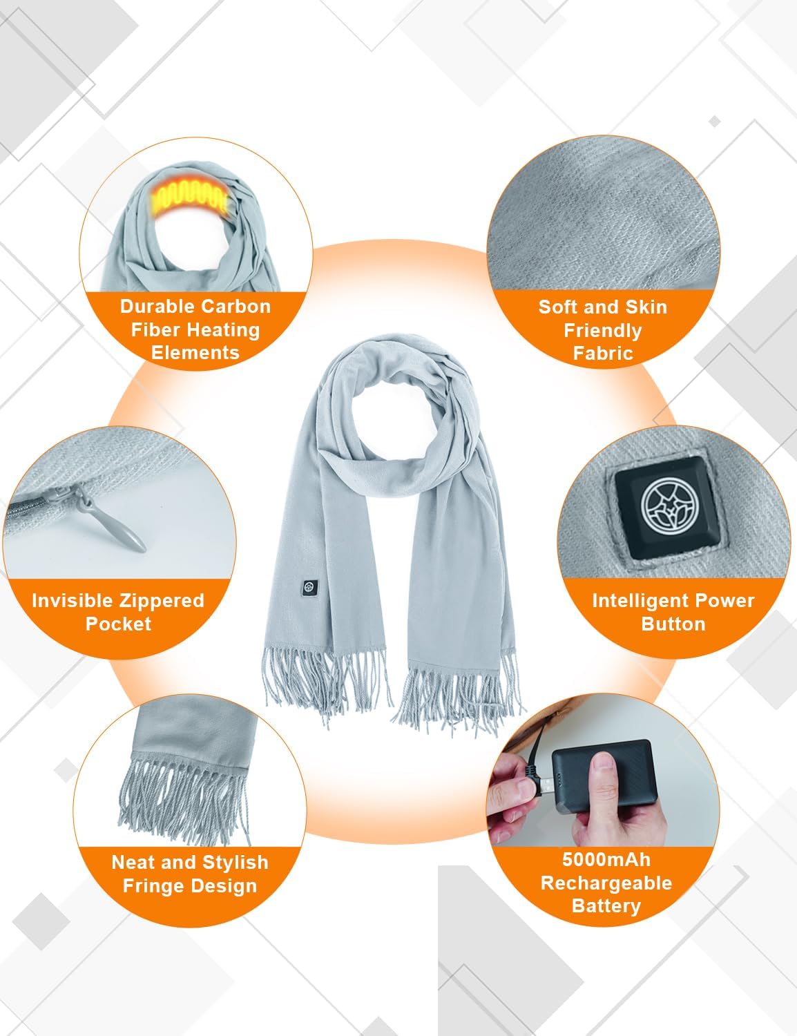 Lionrose Heated Scarf for Women Rechargeable,Men Electric Heating Scarf for Neck with Battery, Intelligent Scarves - Image 3