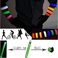Vista 5 de Pulseras LED que brillan con luz para el brazo, bandas de muñeca intermitentes de alta visibilidad, luces de equipo de seguridad para ciclismo