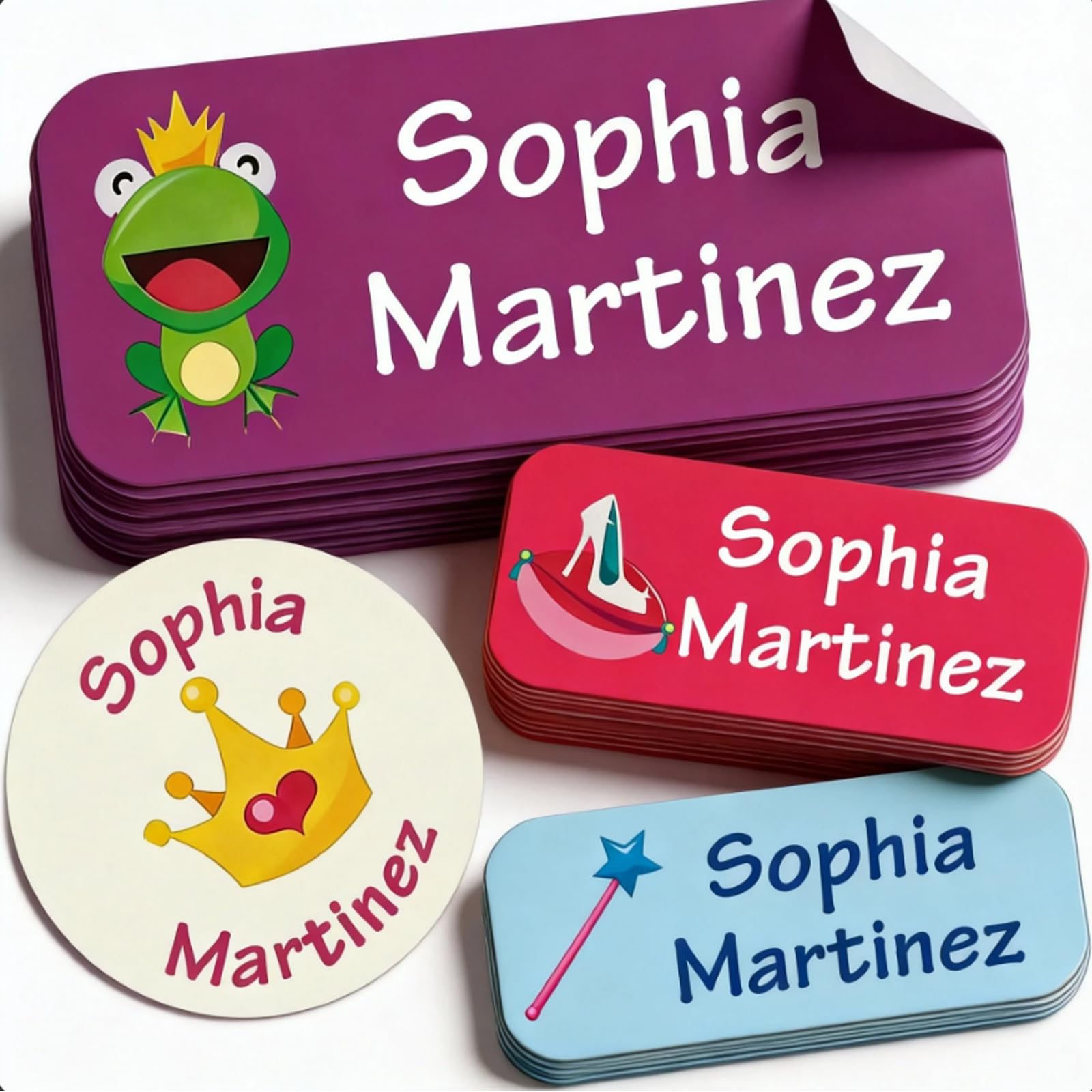 Personalized Daycare Name Labels for Kids (135 Labels) Custom Waterproof Name Stickers for Child Clothing Tag, Bottles,Camp，Lunch Boxes and School Supplies