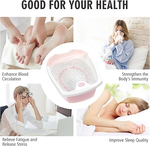 Miniatura 6 de Giantex Baño de spa para pies con masaje de burbujas suaves, nodos de masaje y arco, protector contra salpicaduras, control táctil de los dedos,