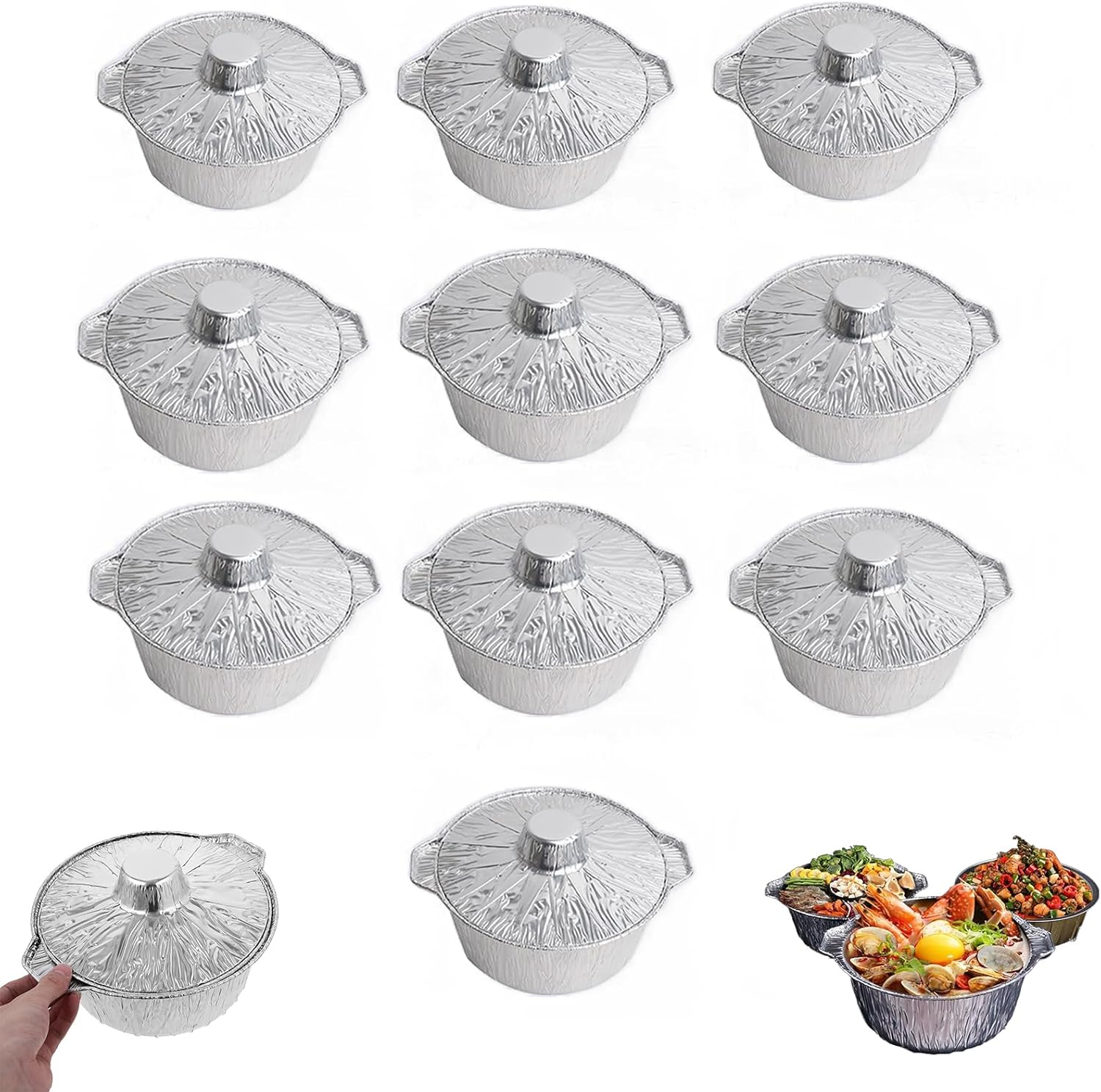 Disposable Aluminum Pots with Lids, Aluminum Round Foil Pan