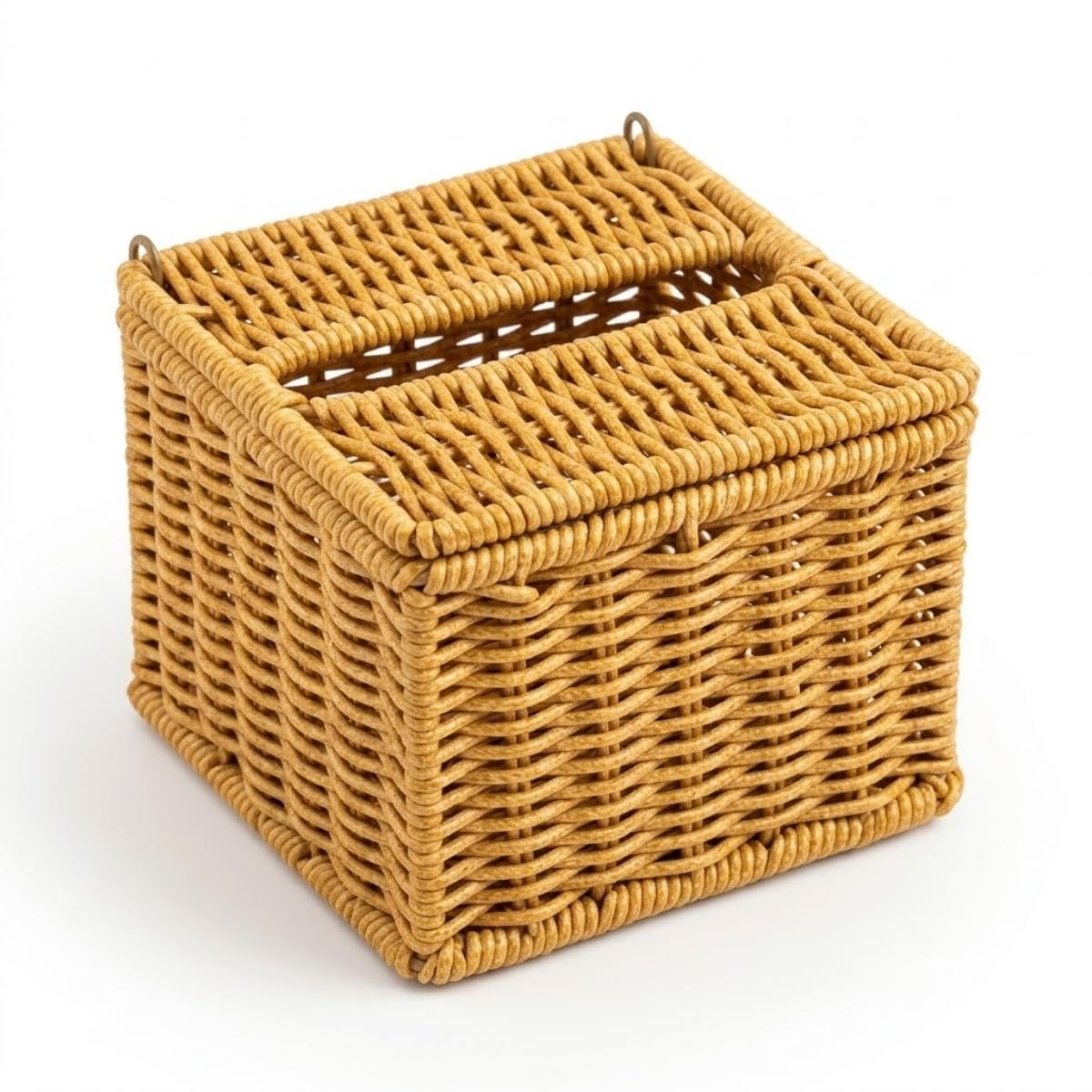 DEİNHAUS Kapaklı Hasır Peçetelik Kutu 13x13x9 cm Doğal Rattan Peçete Saklama Kutusu