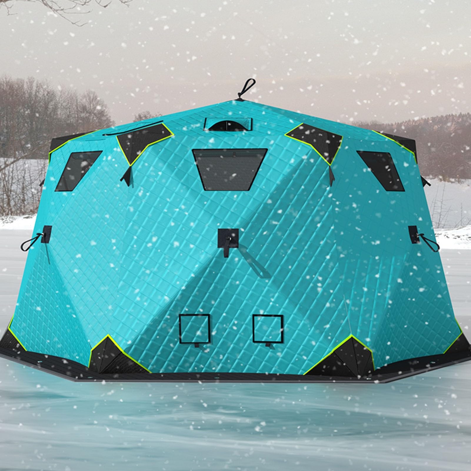 Ice fishing tent Przenośny schron do wędkowania pod lodem dla 2-4 osób, z izolowaną poduszką na spodzie, do wędrówek pieszych
