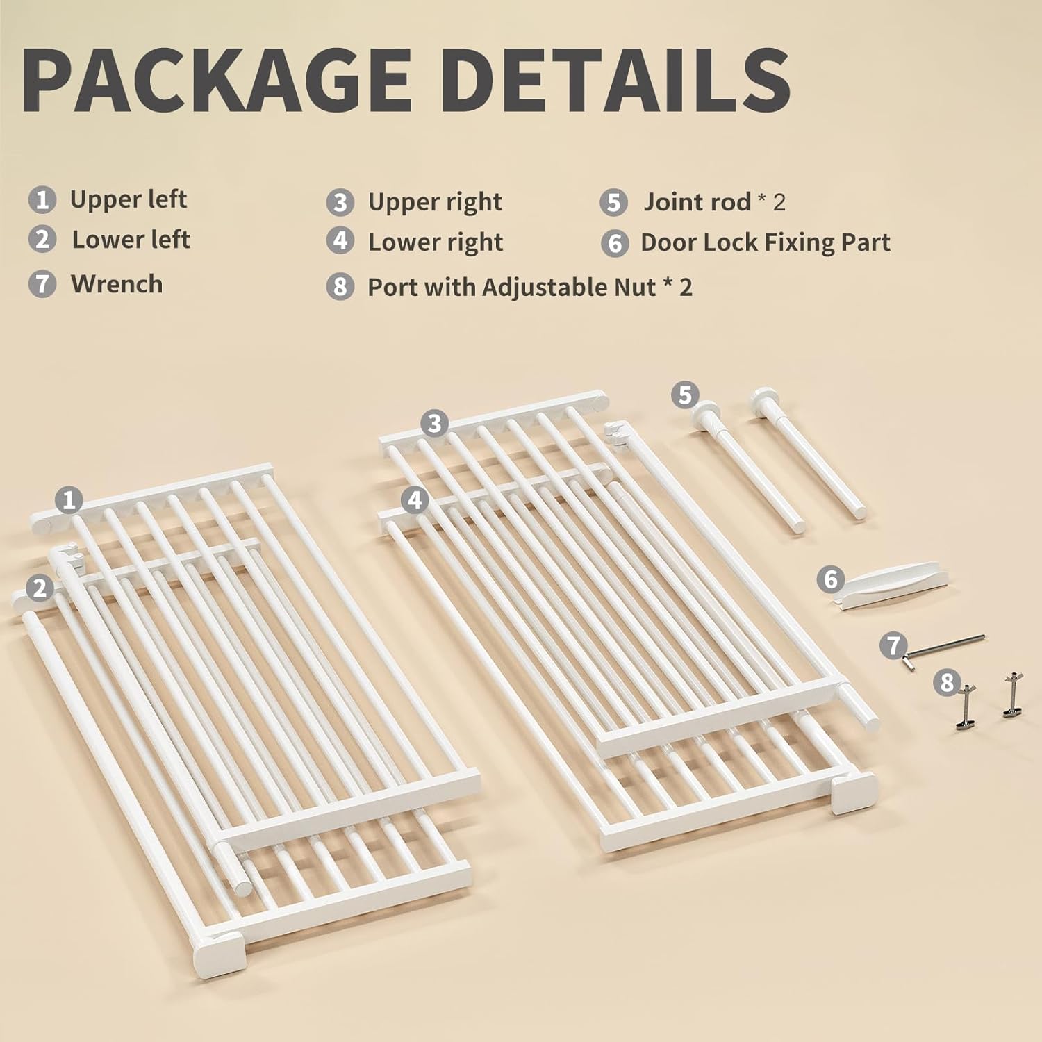 Aboron 76-Inch Extra Tall Pet Gate for Dogs and Cats, 29.5–32" Wide, No-Drill Pressure Mounted, Double Door Design for Stairs, Doorways, Kitchen, and Home
