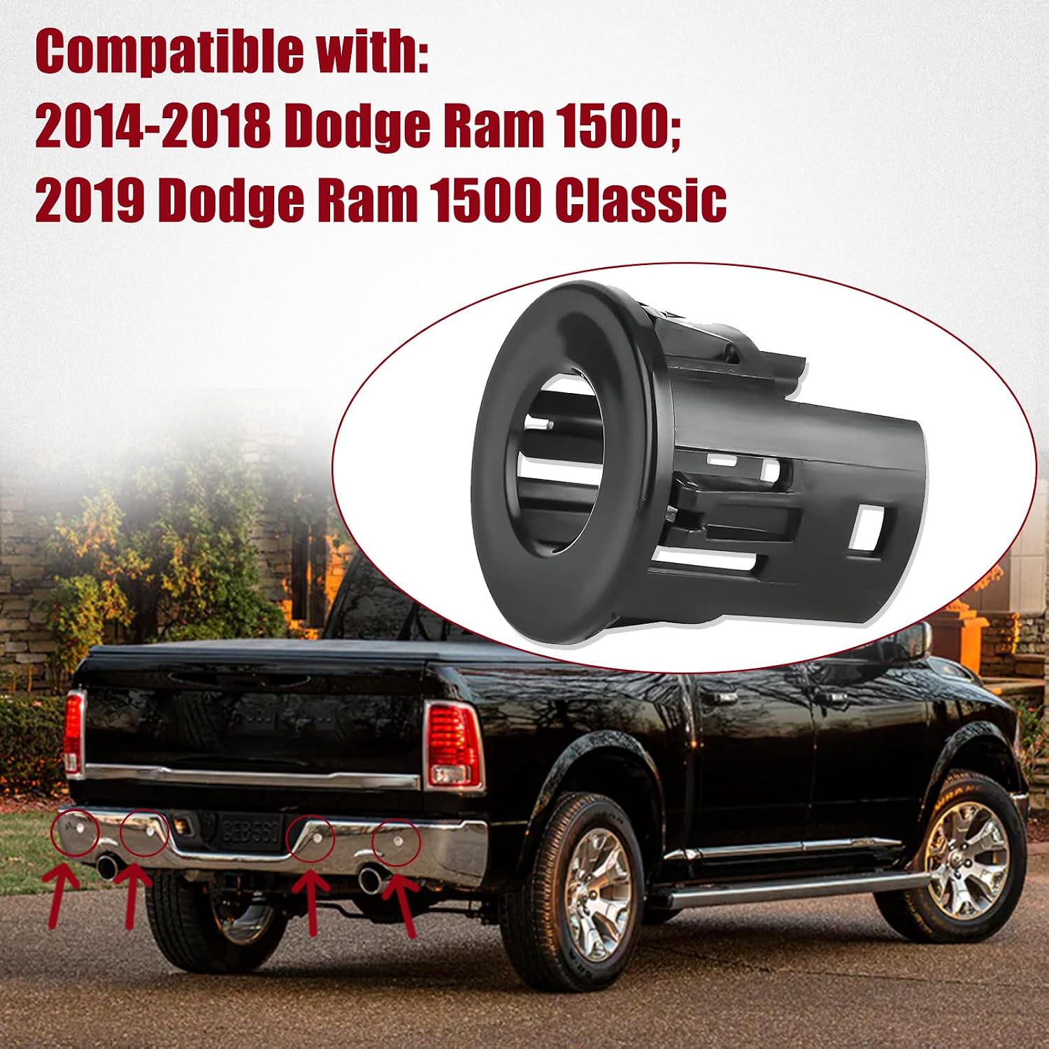 New 4Pcs 5LS52TZZAA Parking Assist Sensor Bezels for Dodge Ram 1500 2014-2018 Front/Rear