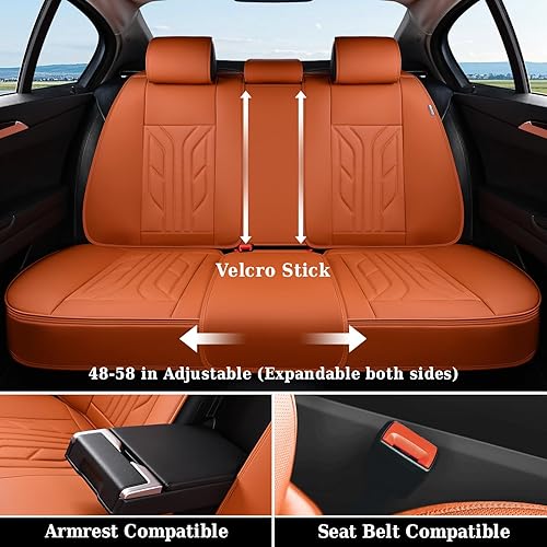 Vista 152 de Coverado Juego completo de fundas para asiento delantero y trasero para automóvil, cuero, impermeables, acojinadas, protectoras, ajuste universal