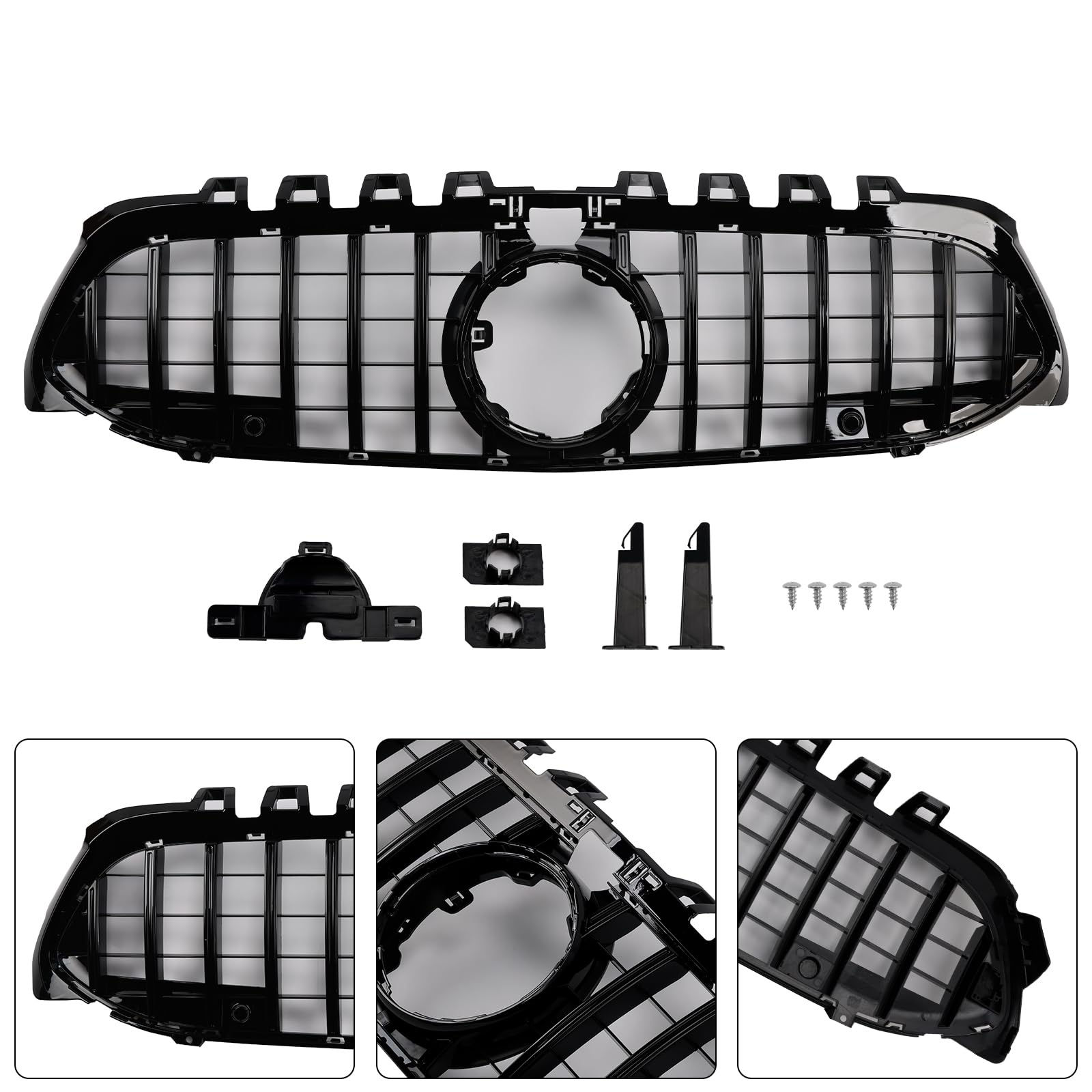 Griglia paraurti Anteriore GT-Style Front Bumper Grille Fit for Mercedes Benz A-Class W177 2019-2023 Black (No Logo)