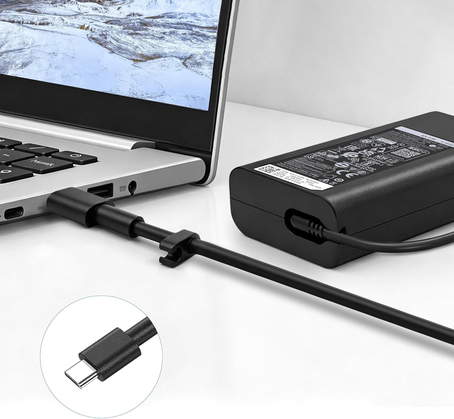 65W USB-C Laptop Charger Compatible with Dell Pro 13 14 16 Latitude 5420 5430 5520 7420 5400 7390 5320 5530 5431, XPS 13 9310 9305 9300 9380 9370 9360, Inspiron 14 15,20V 3.25A Adapter Power Cord