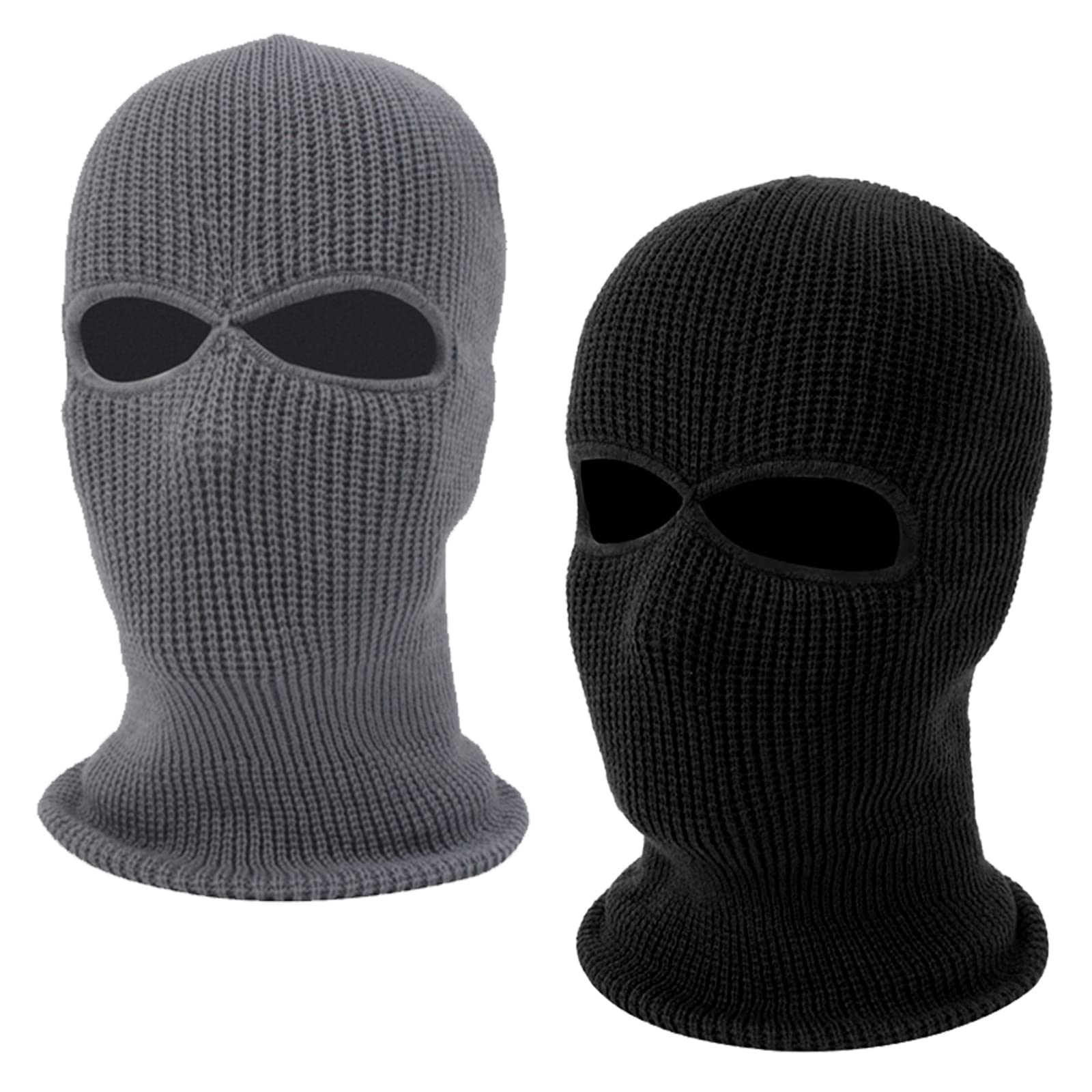 TSLBW 2 Pcs Ski Mask Balaclava 2-Hole Full Face Cover Winter Knitted Balaclava Warm Face Cover for Cycling Skiing Outdoor Sports