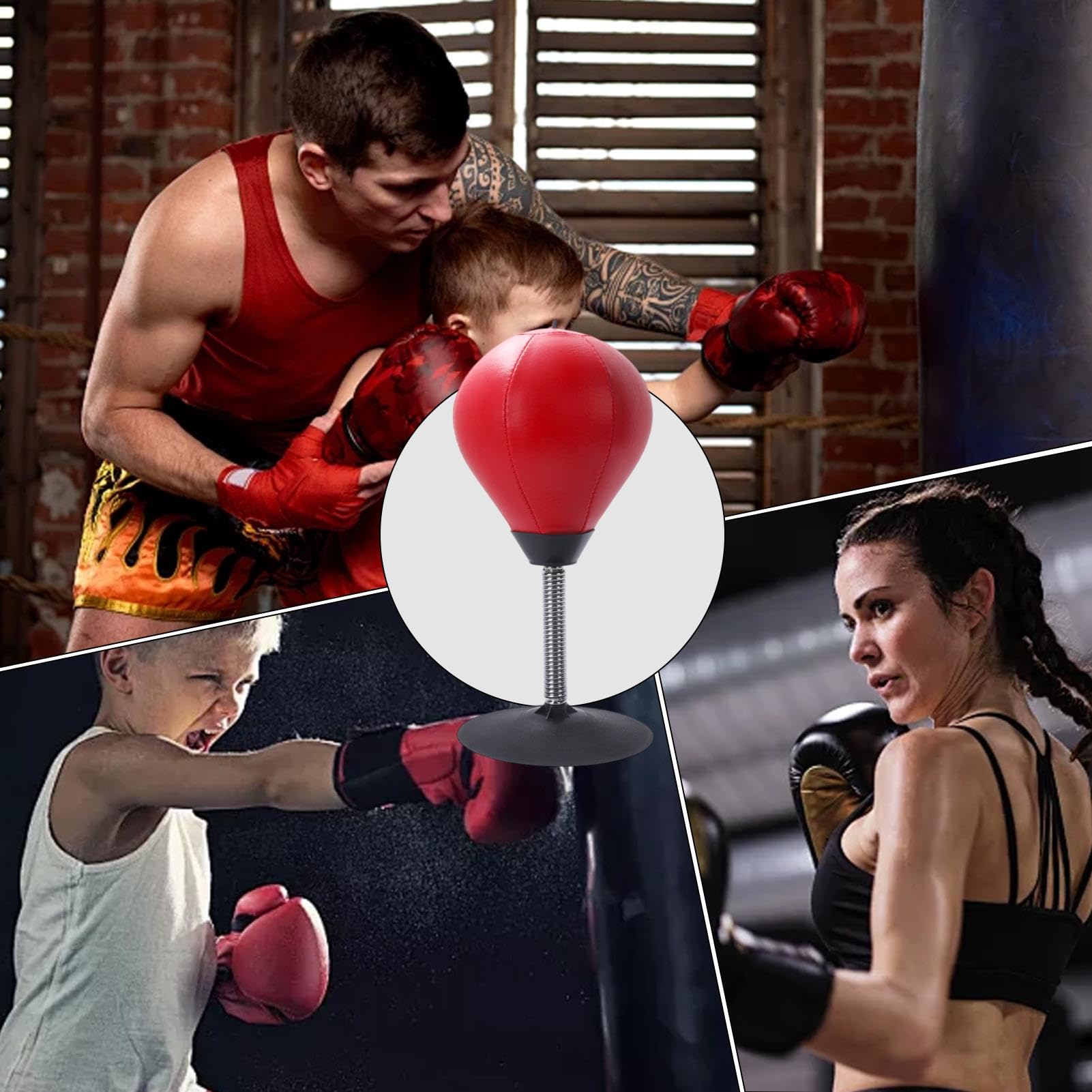 Saco De Boxeo De Mesa Antiestrés Con Ventosa | Incluye Bomba De Aire | Resistente Y Duradero Para Niños Y Adultos | Entrena Reflejos Y Libera Tensión