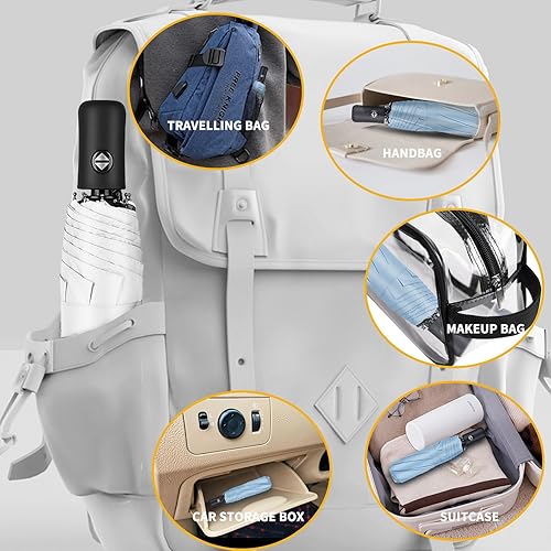 Miniatura 3 de MRTLLOA Paraguas de viaje compacto resistente al viento de 42 pulgadas para lluvia, ligero, portátil, automático, fuerte, impermeable, plegable